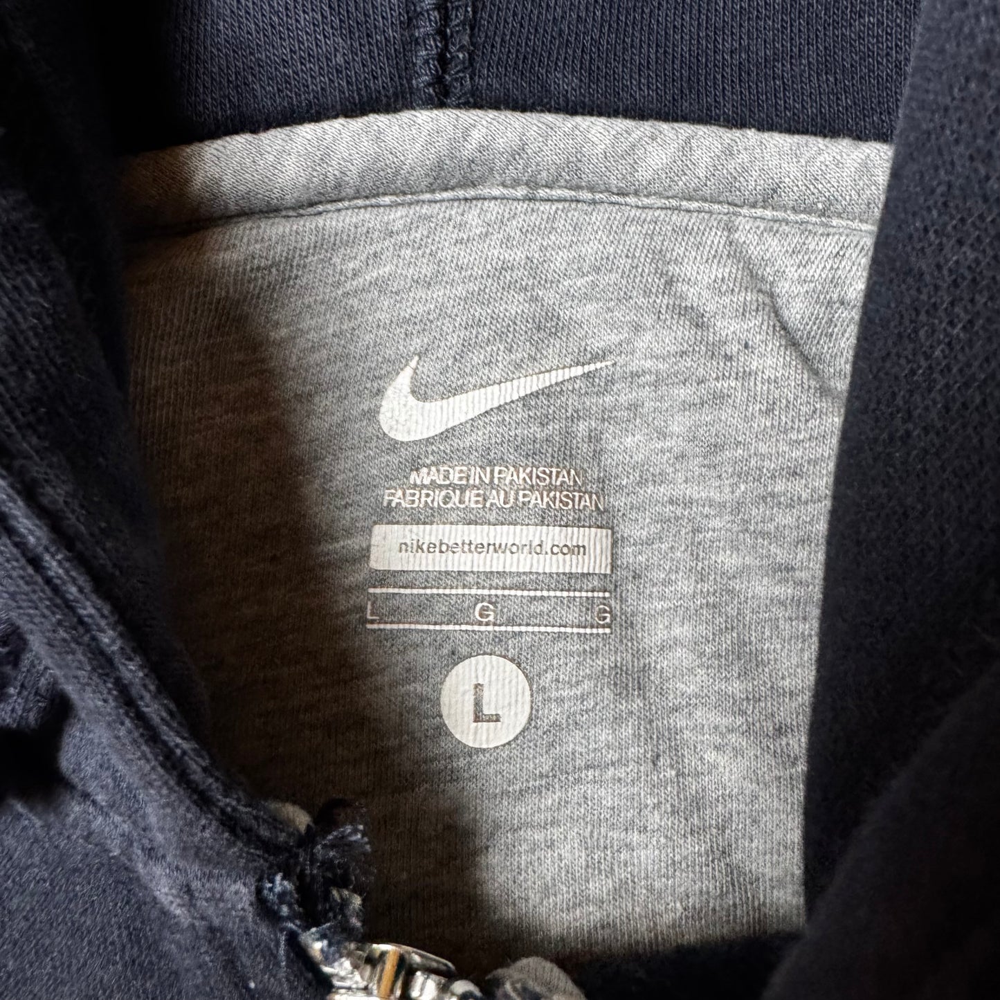 Navy Nike Zip Up Hoodie - L