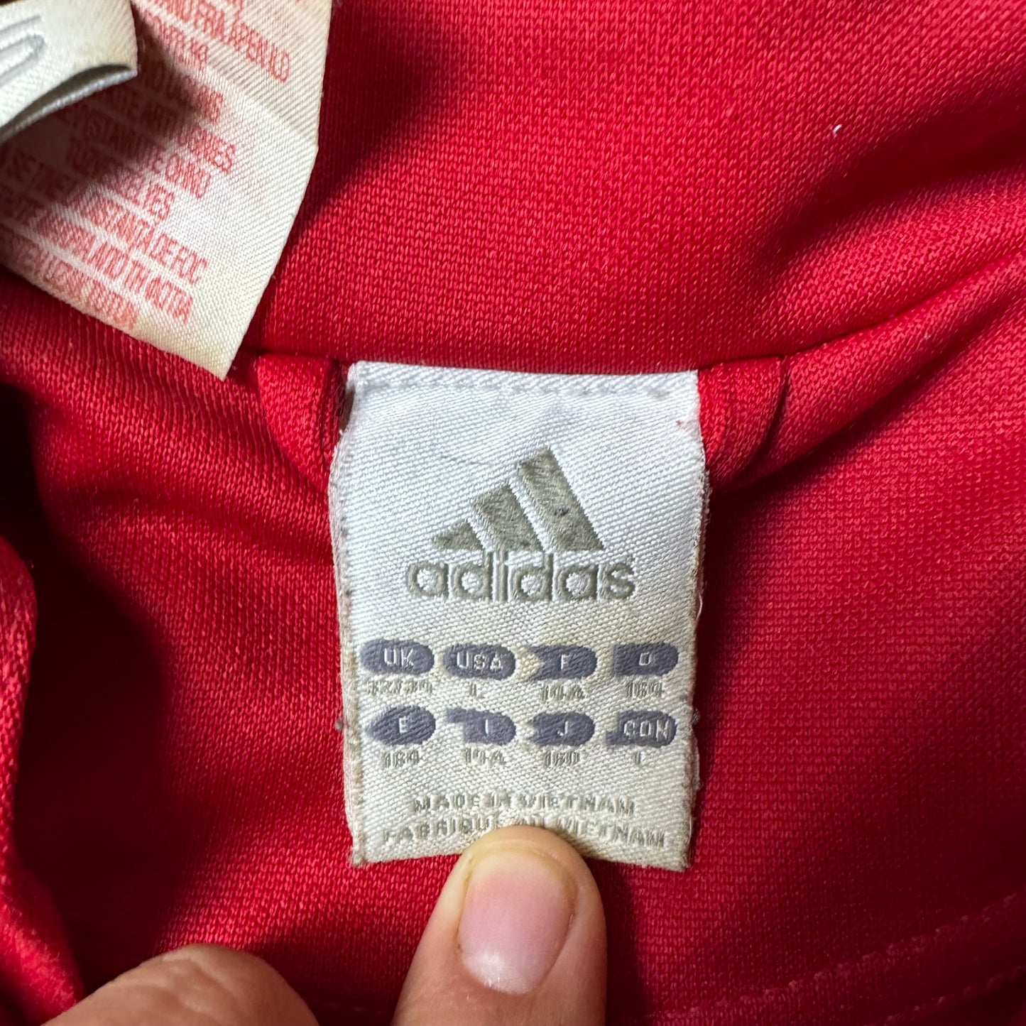 Red Adidas Vintage Zip Up Hoodie - L