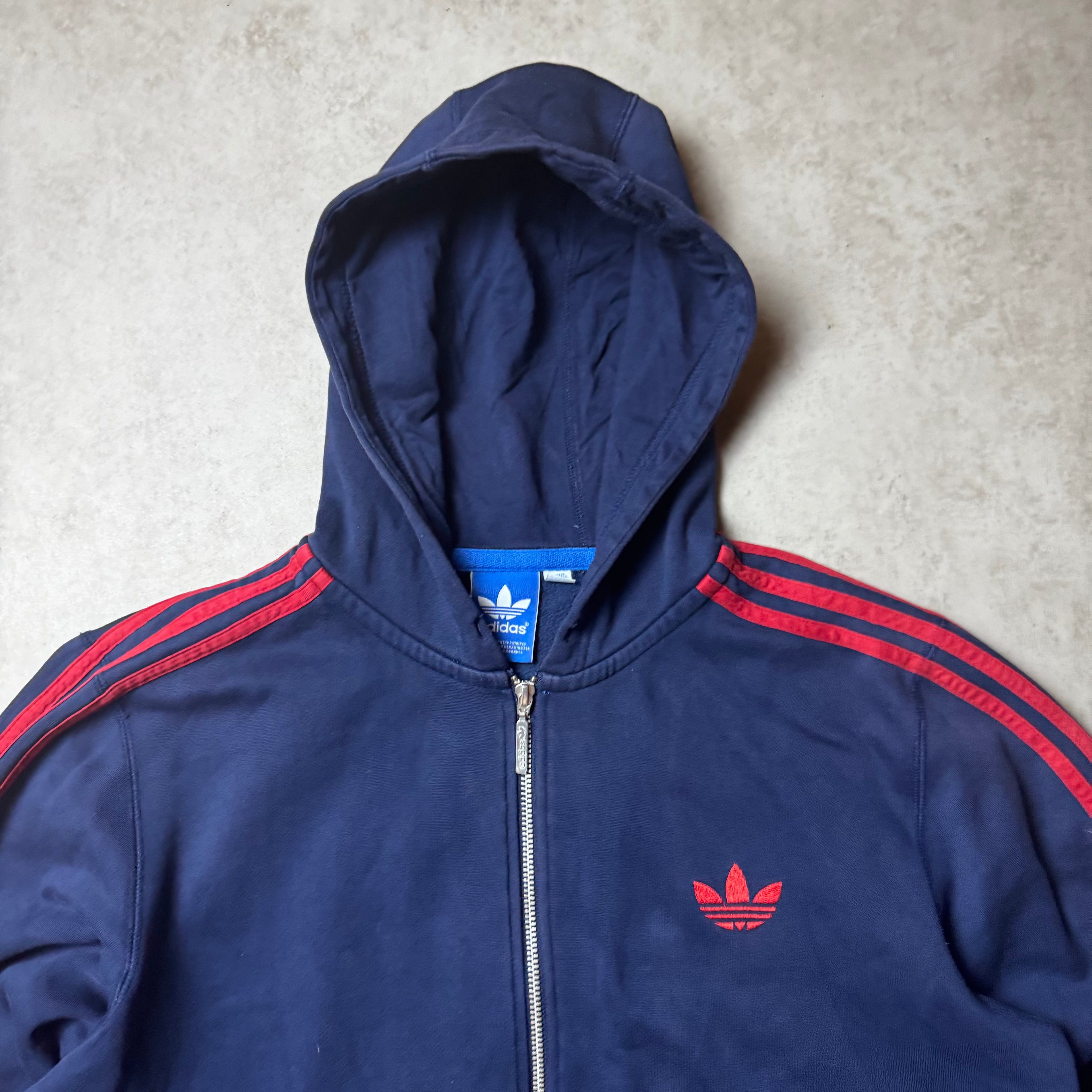 Navy Adidas Zip Up Hoodie - L