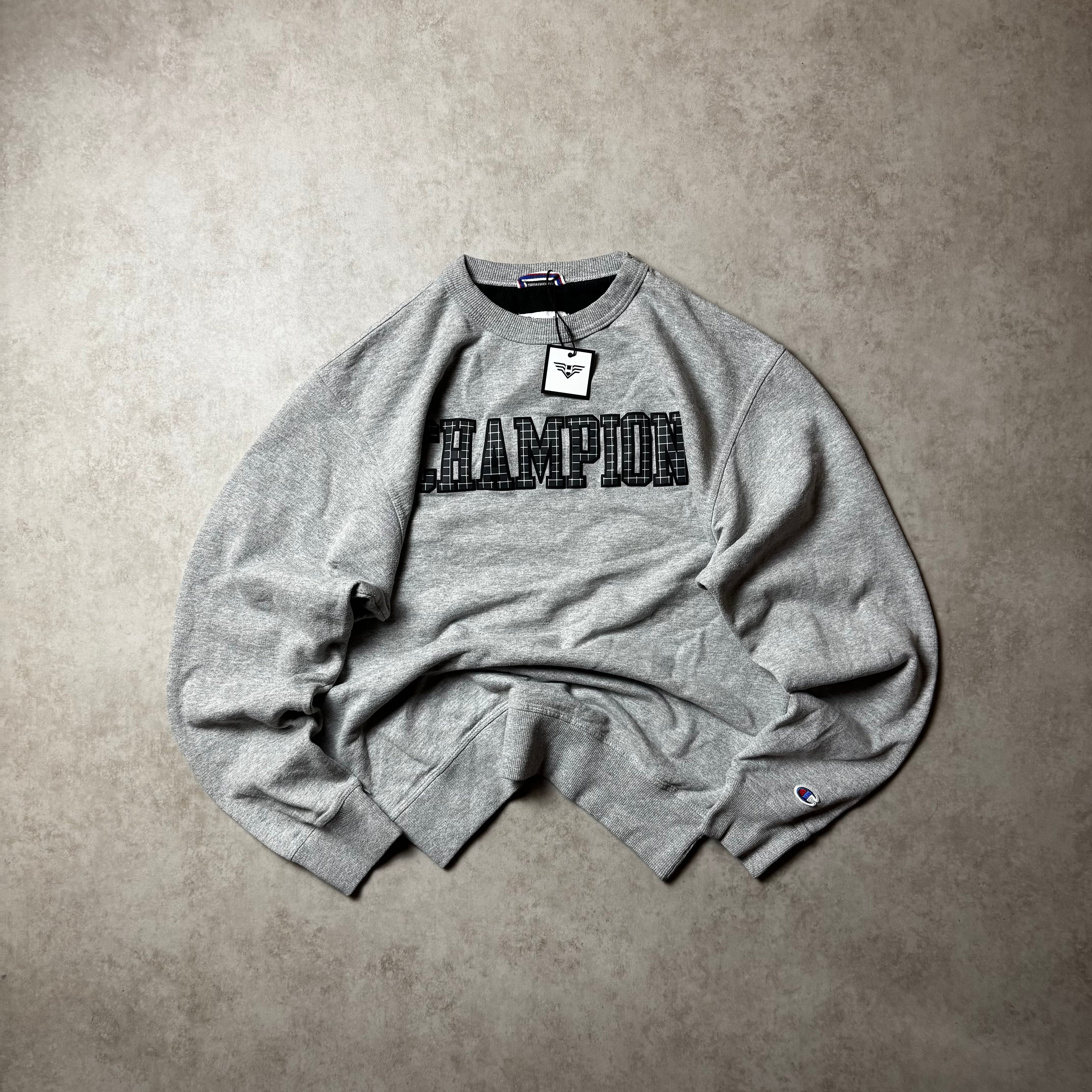 Gray Champion Spellout Sweatshirt - Size M