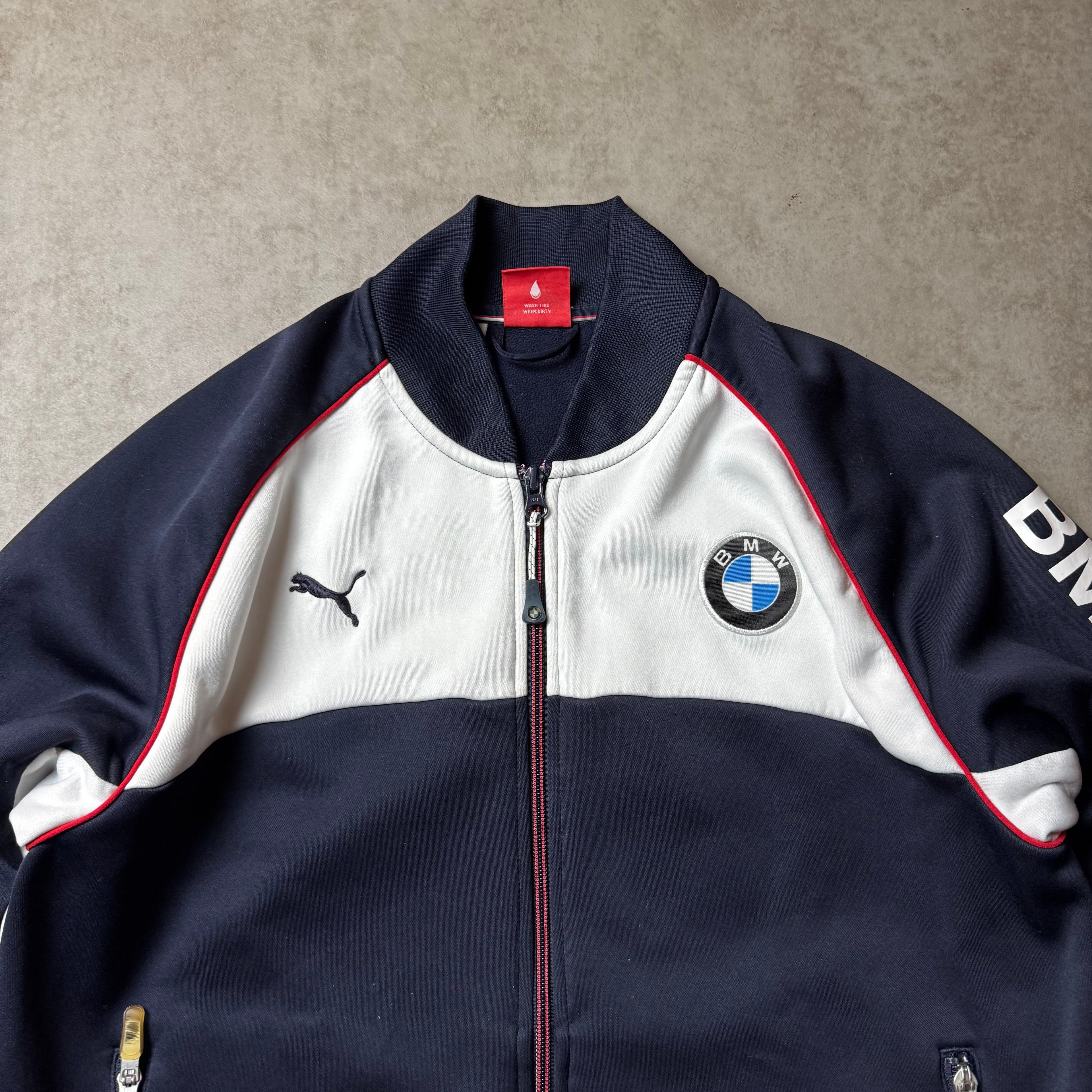 Navy Vintage Puma BMW Zip Up Hoodie - M