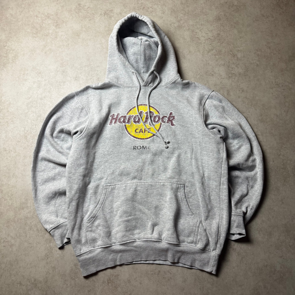 Gray Cropped Hard Rock Café Hoodie - L