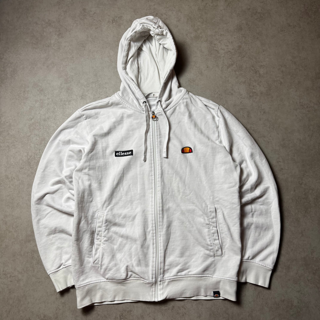 White Ellesse Zip Up Hoodie - XL (L)