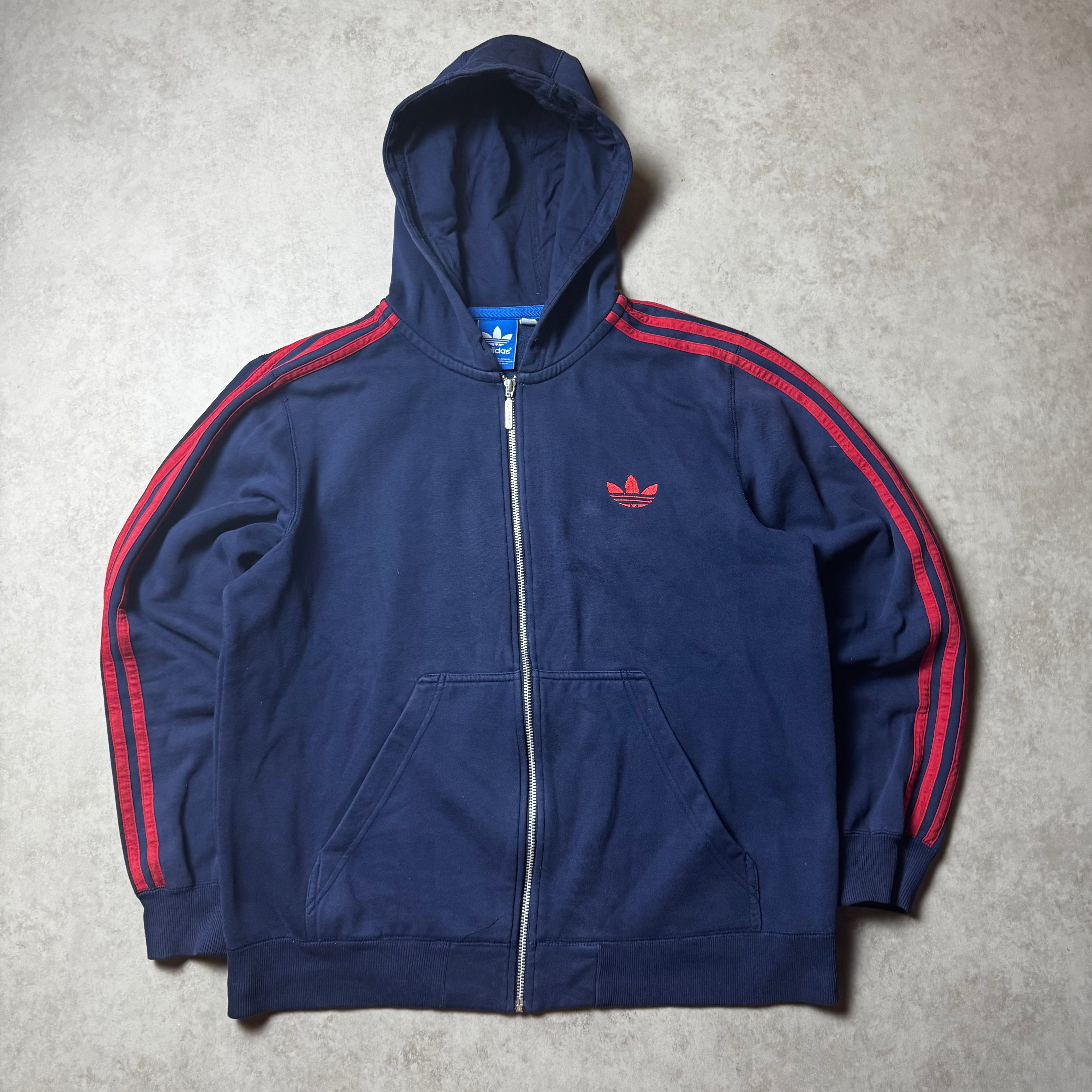 Navy Adidas Zip Up Hoodie - L
