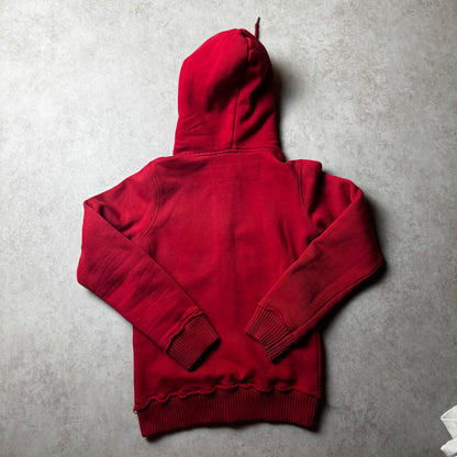 Red Zip House Up Hoodie - XXS