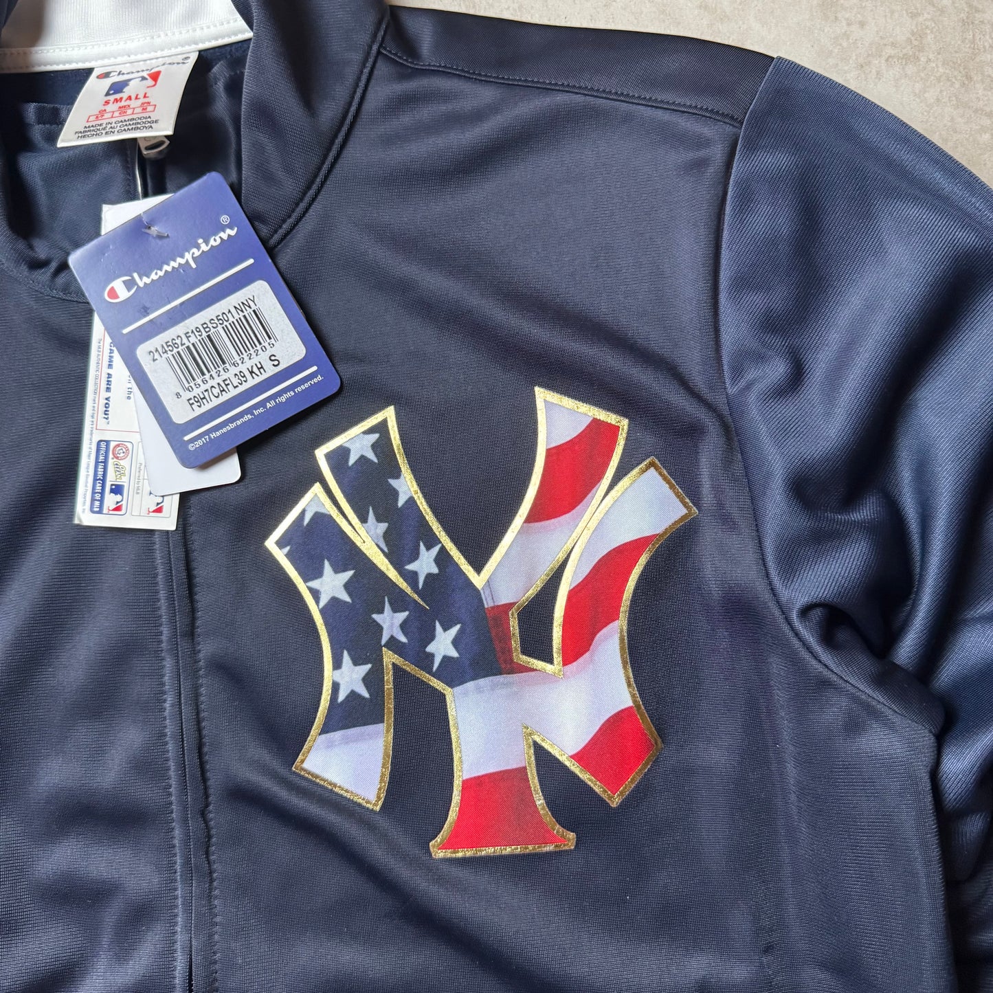 Navy Champion Yankee Zip Up Hoodie - S