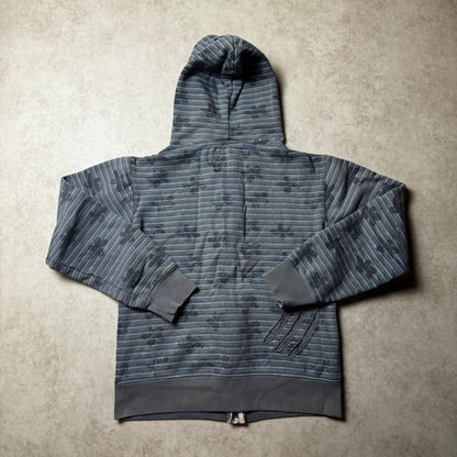 Gray Graphic Zip Up Hoodie - L