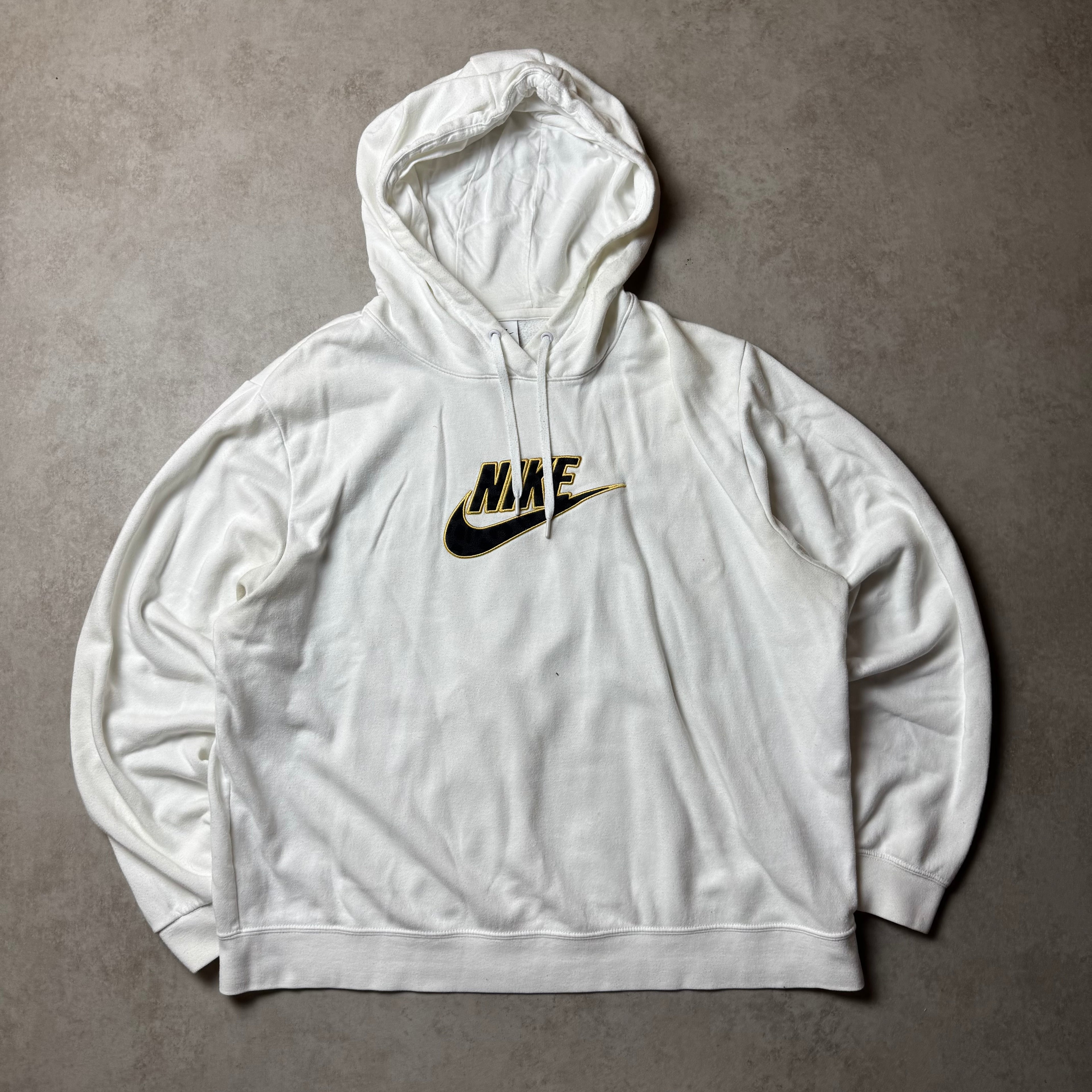 White Nike Spellout Hoodie - L