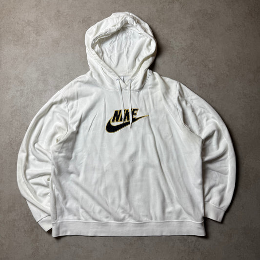 White Nike Spellout Hoodie - L