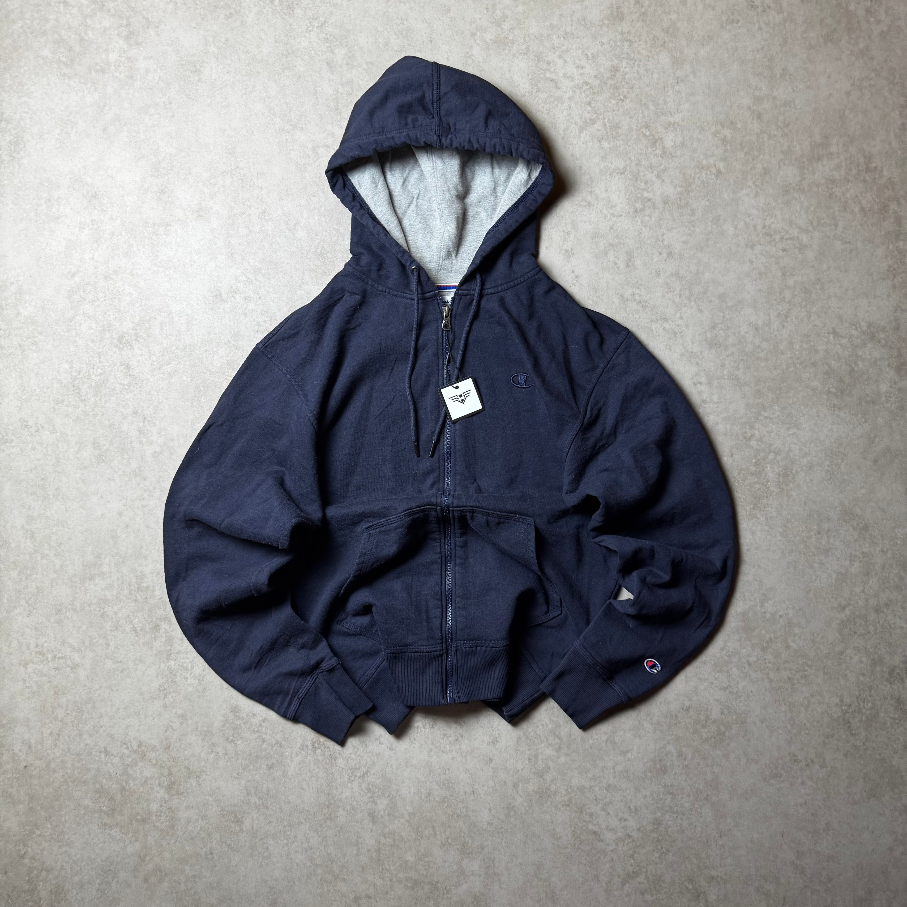 Dark Blue Champion Logo Hoodie - Size M