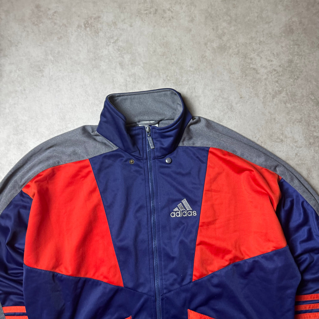 Navy Adidas Vintage Zip Up Hoodie - M