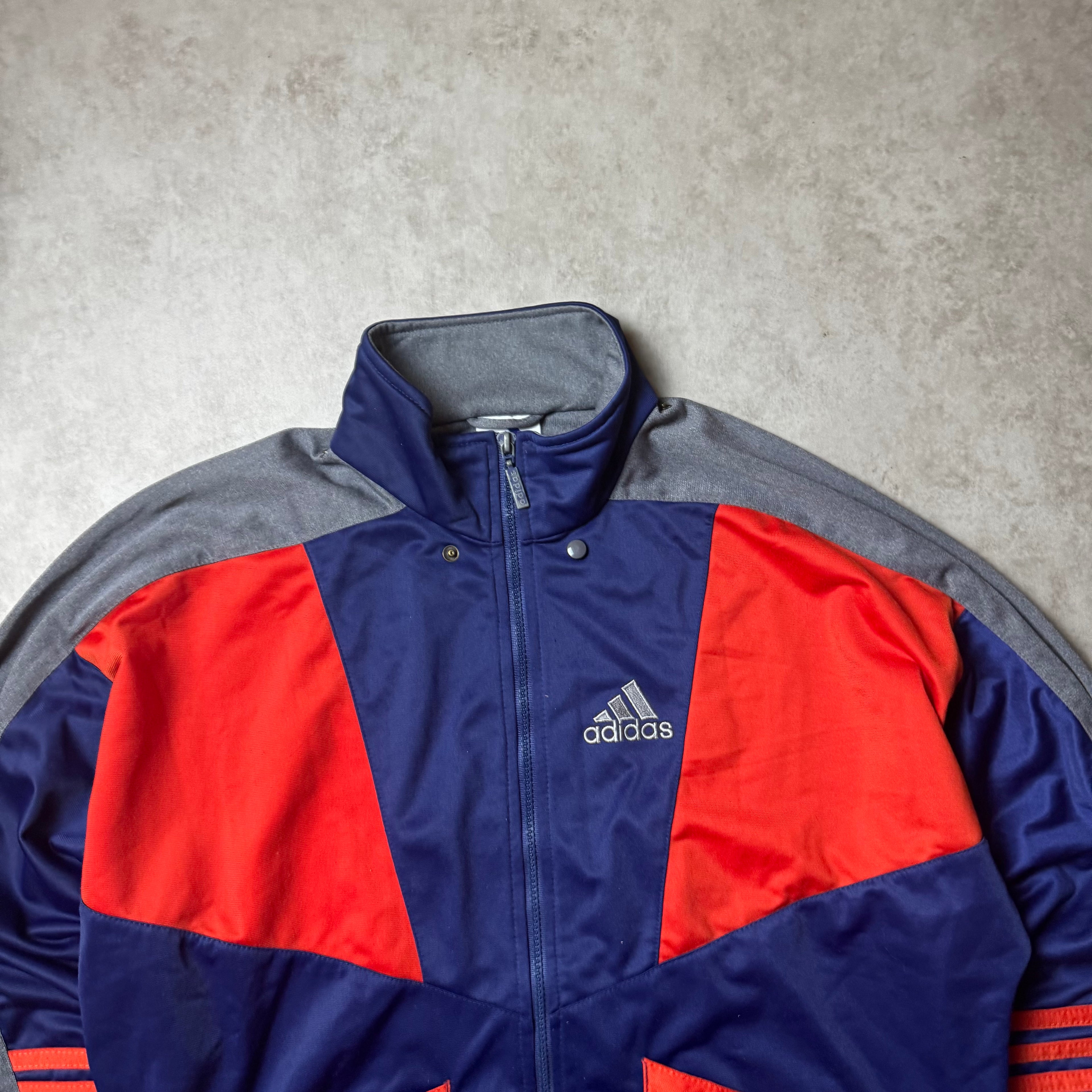 Navy Adidas Vintage Zip Up Hoodie - M