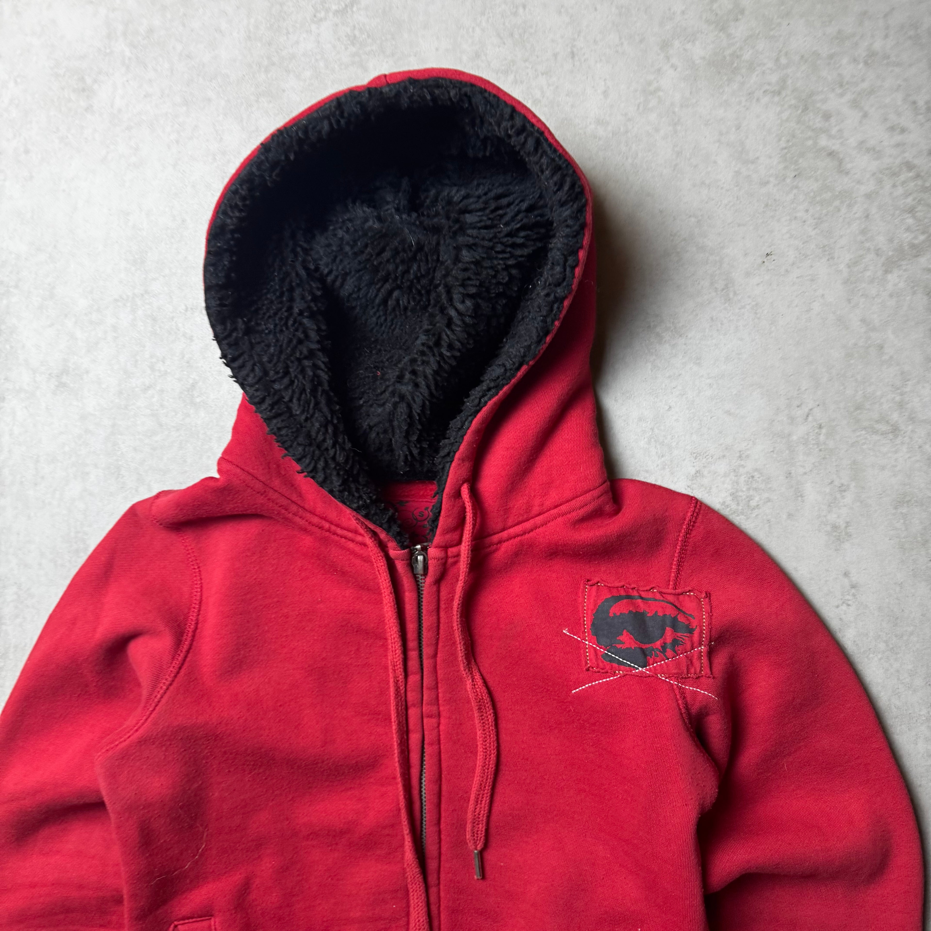 Red Zip House Up Hoodie - XXS