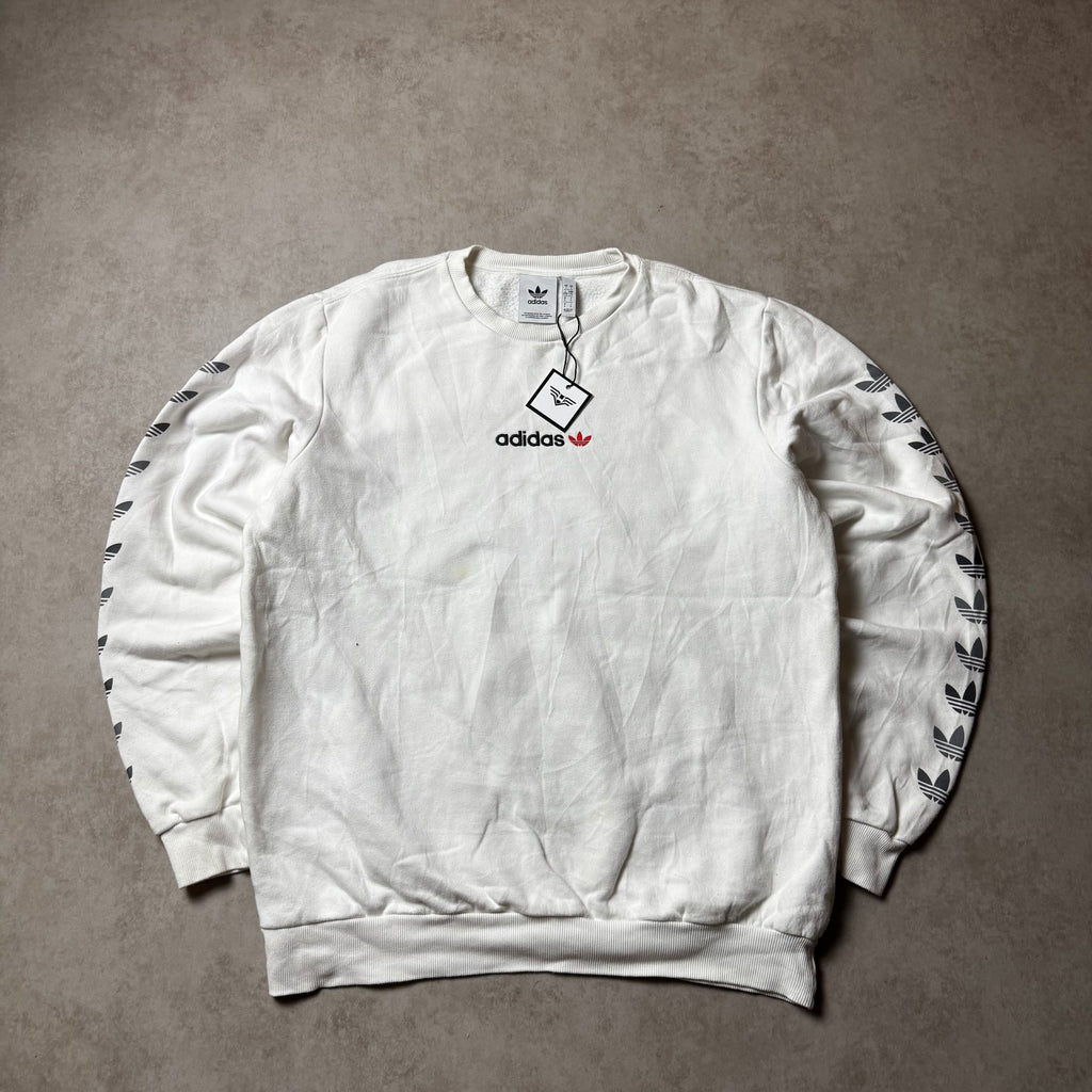 White Adidas Sweatshirt - L