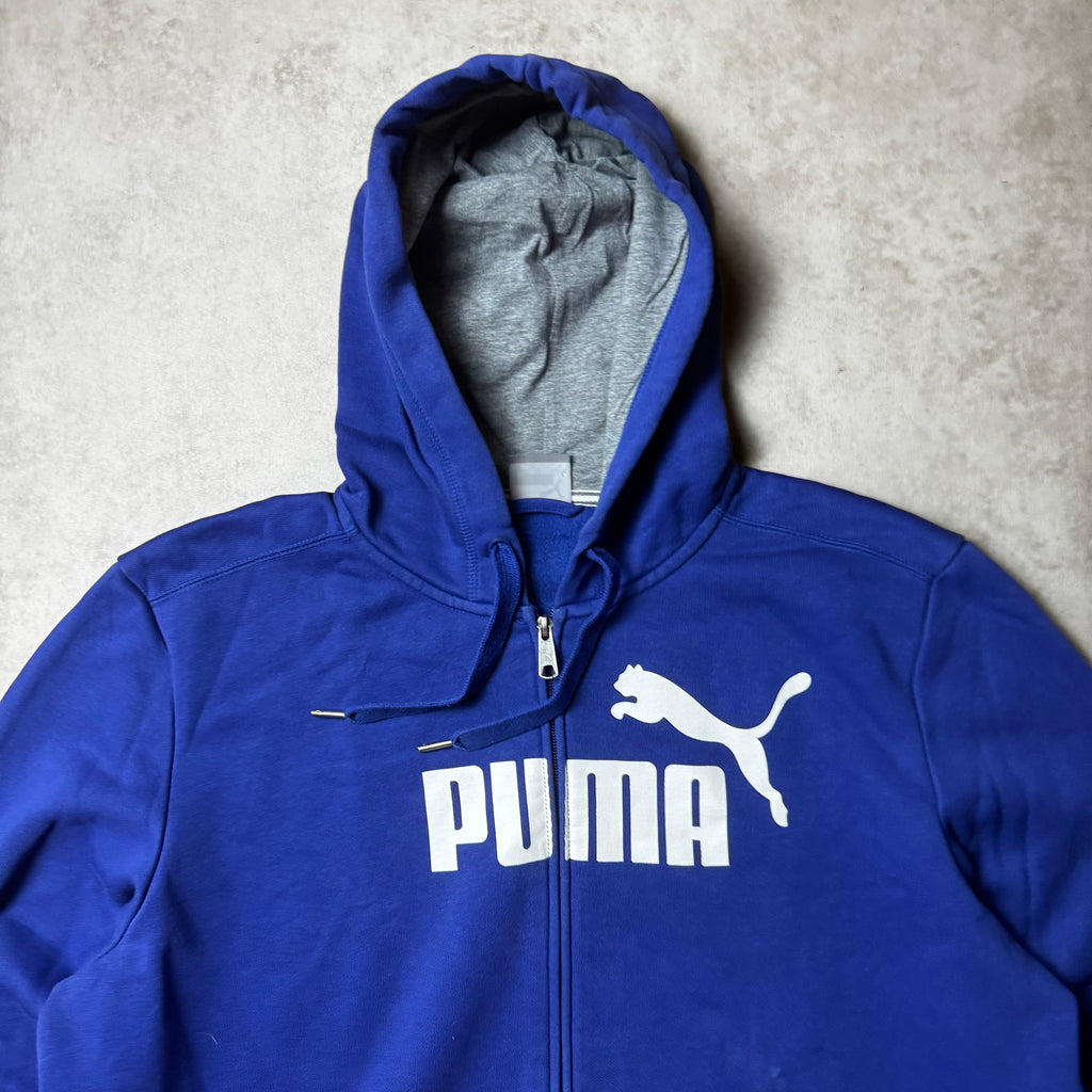 Navy Vintage Puma Zip Up Hoodie - L