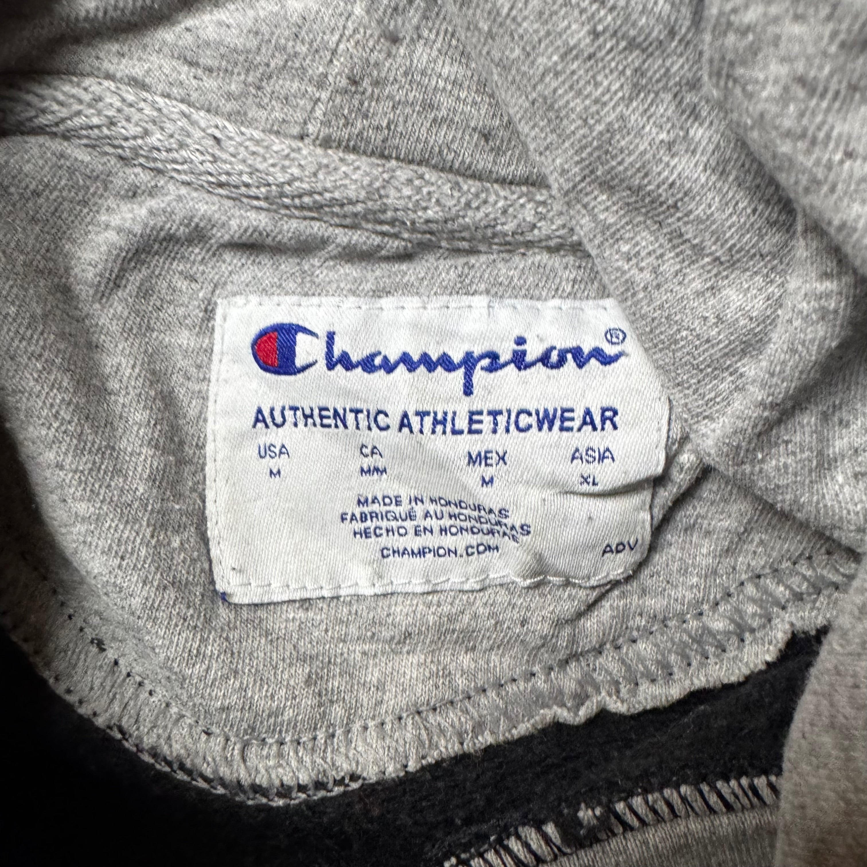 Black Champion Hoodie White Embroidery - Size M