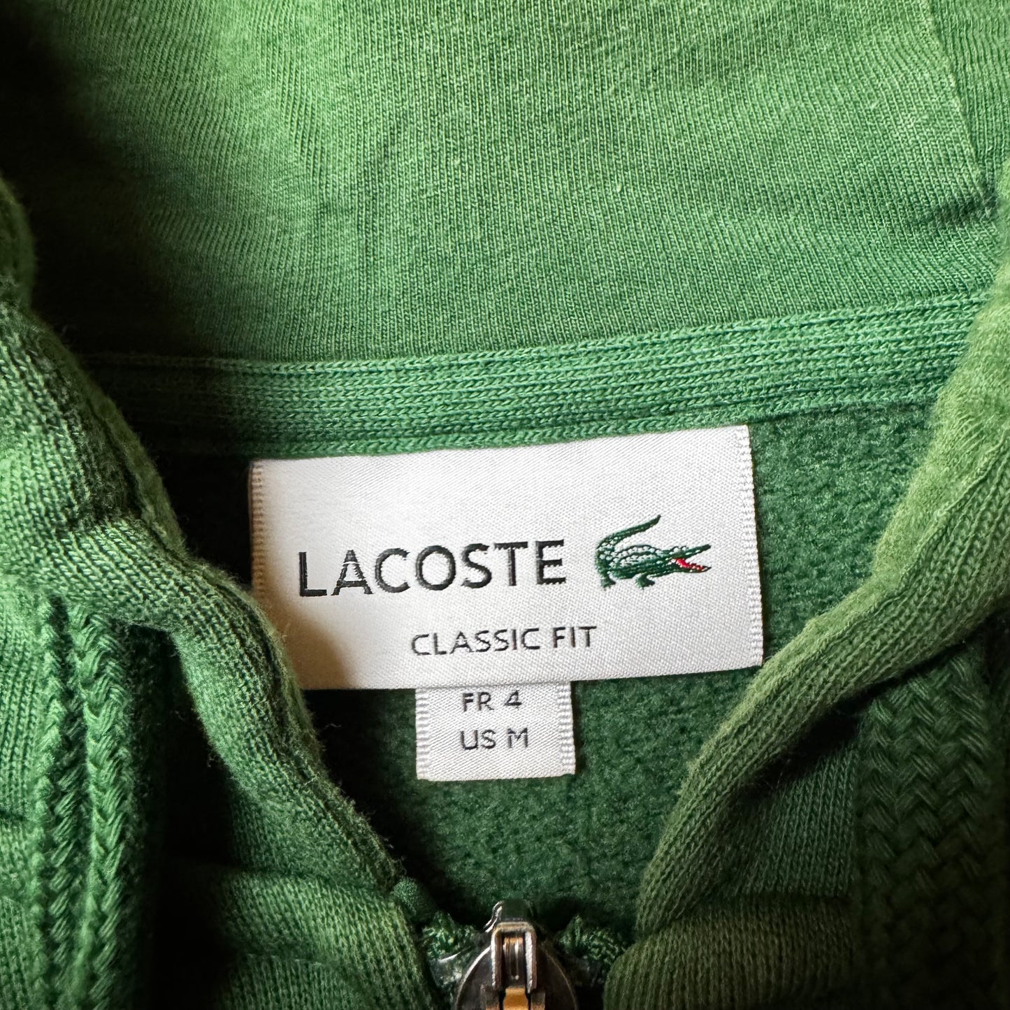 Dark Green Lacoste Zip Up Hoodie - M