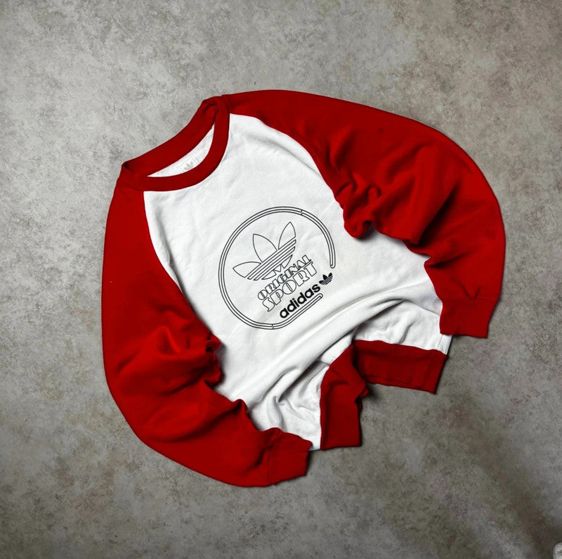 Red and White Adidas Sweatshirt - Size XS