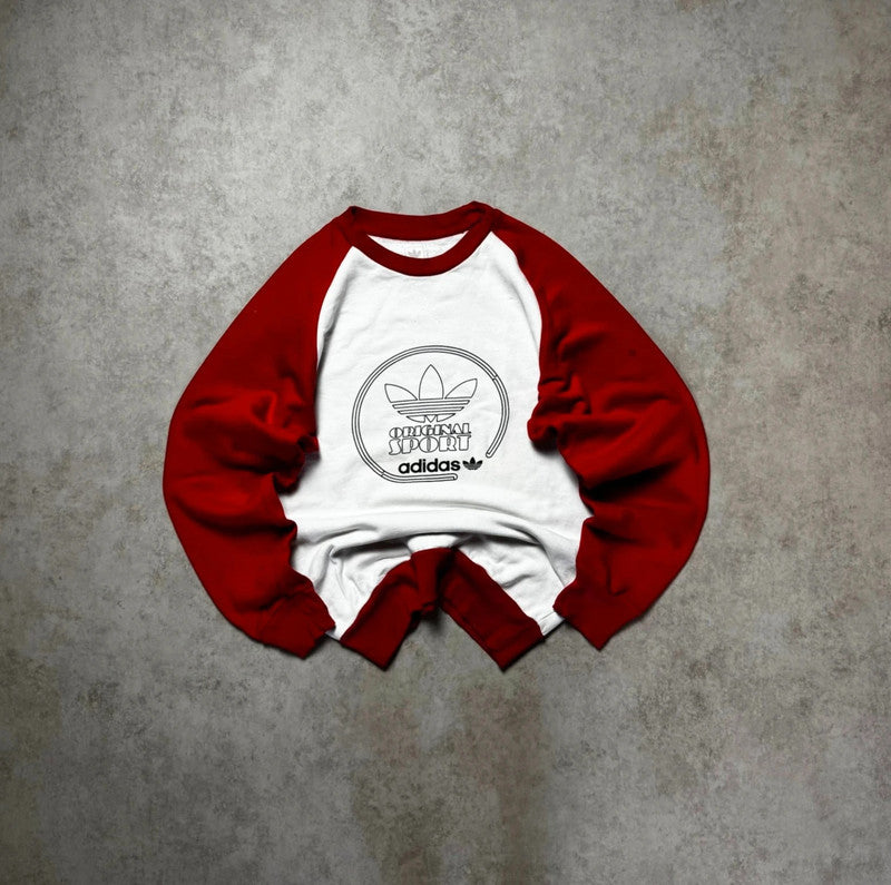 Red and White Adidas Sweatshirt - Size XS