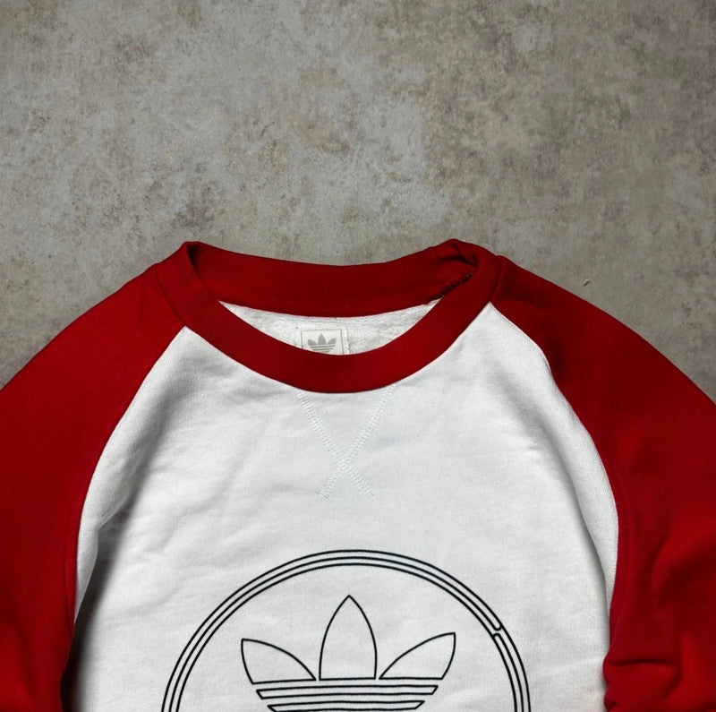 Red and White Adidas Sweatshirt - Size XS