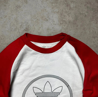 Red and White Adidas Sweatshirt - Size XS