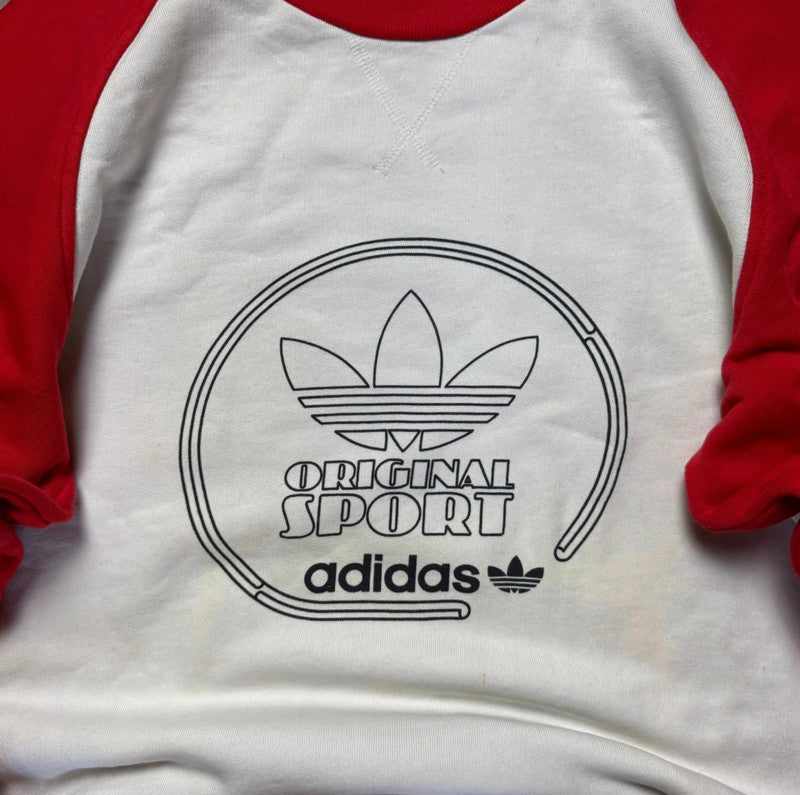 Red and White Adidas Sweatshirt - Size XS