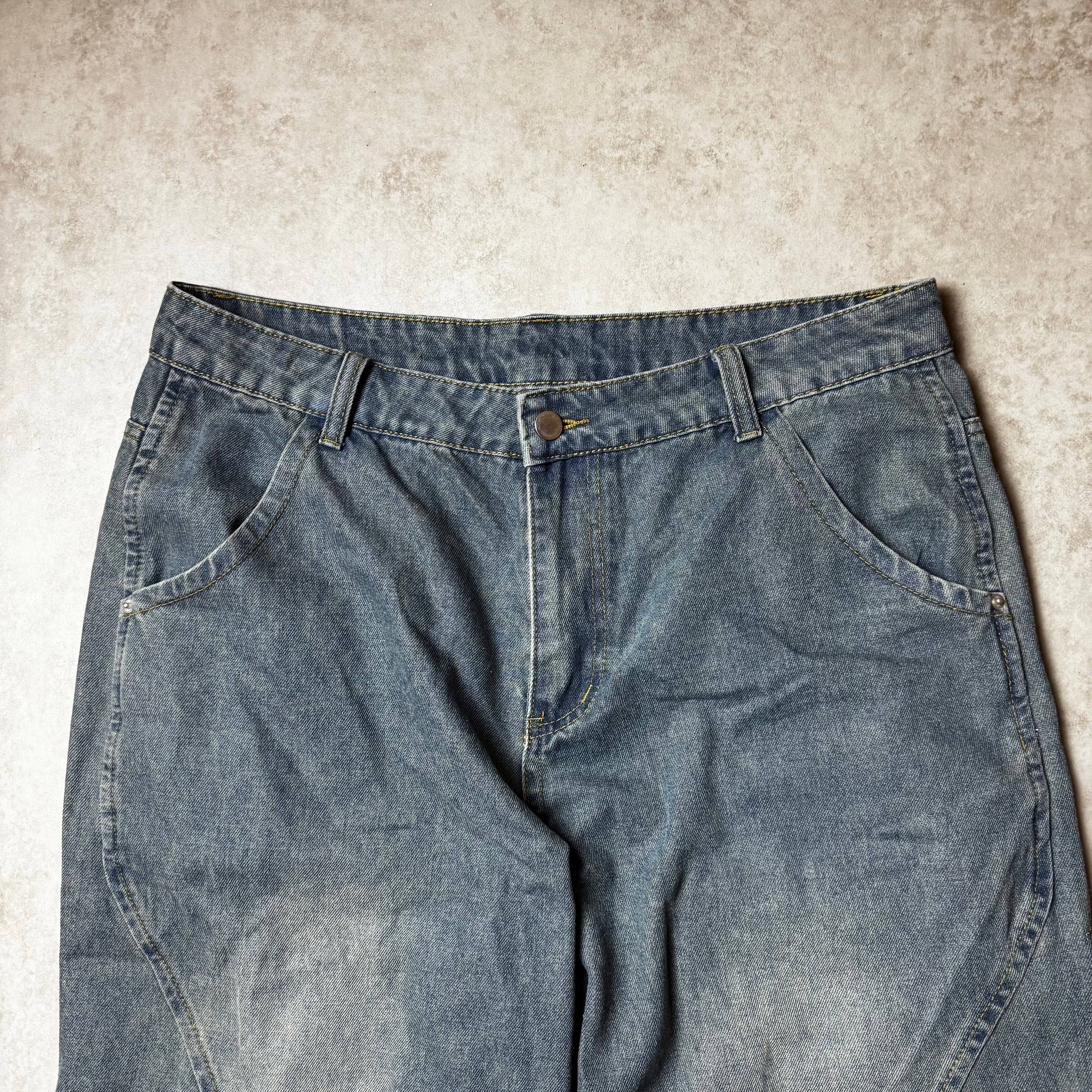 Dark Blue Faded Distressed Jeans - XL