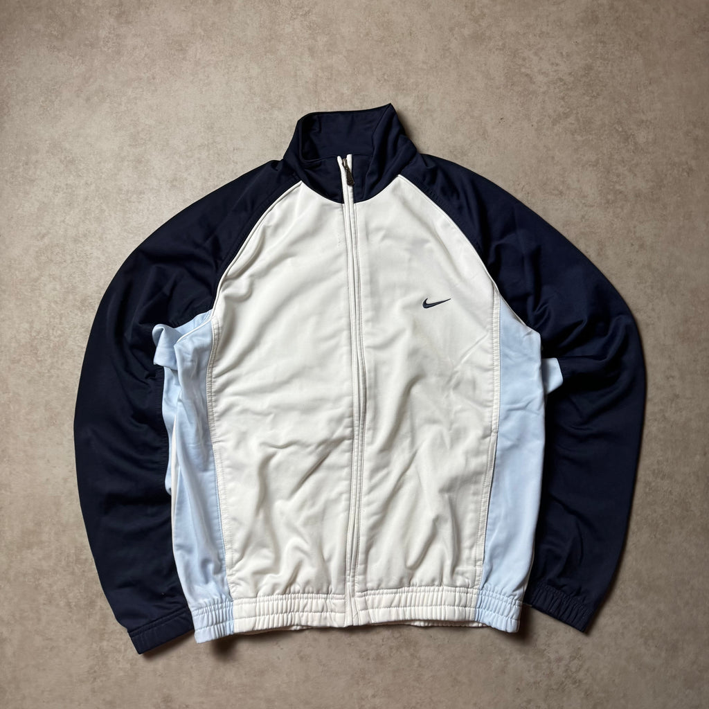 White Vintage Nike Zip Up Hoodie - S