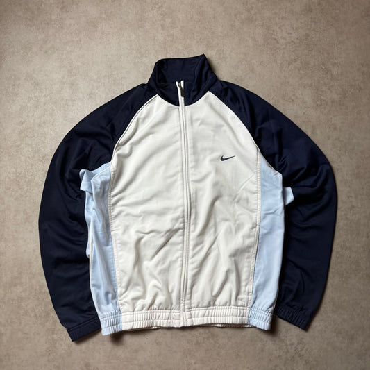 White Vintage Nike Zip Up Hoodie - S