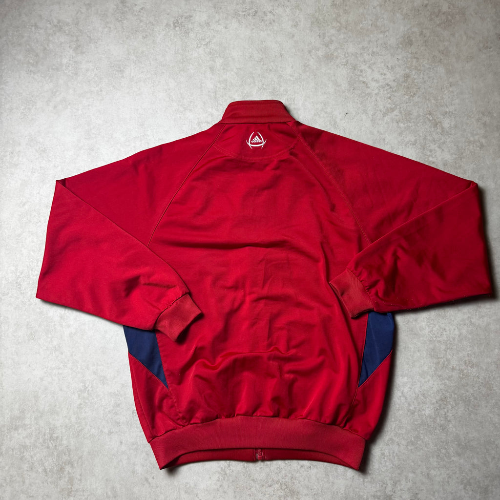 Red Vintage Adidas Zip Up Hoodie - M