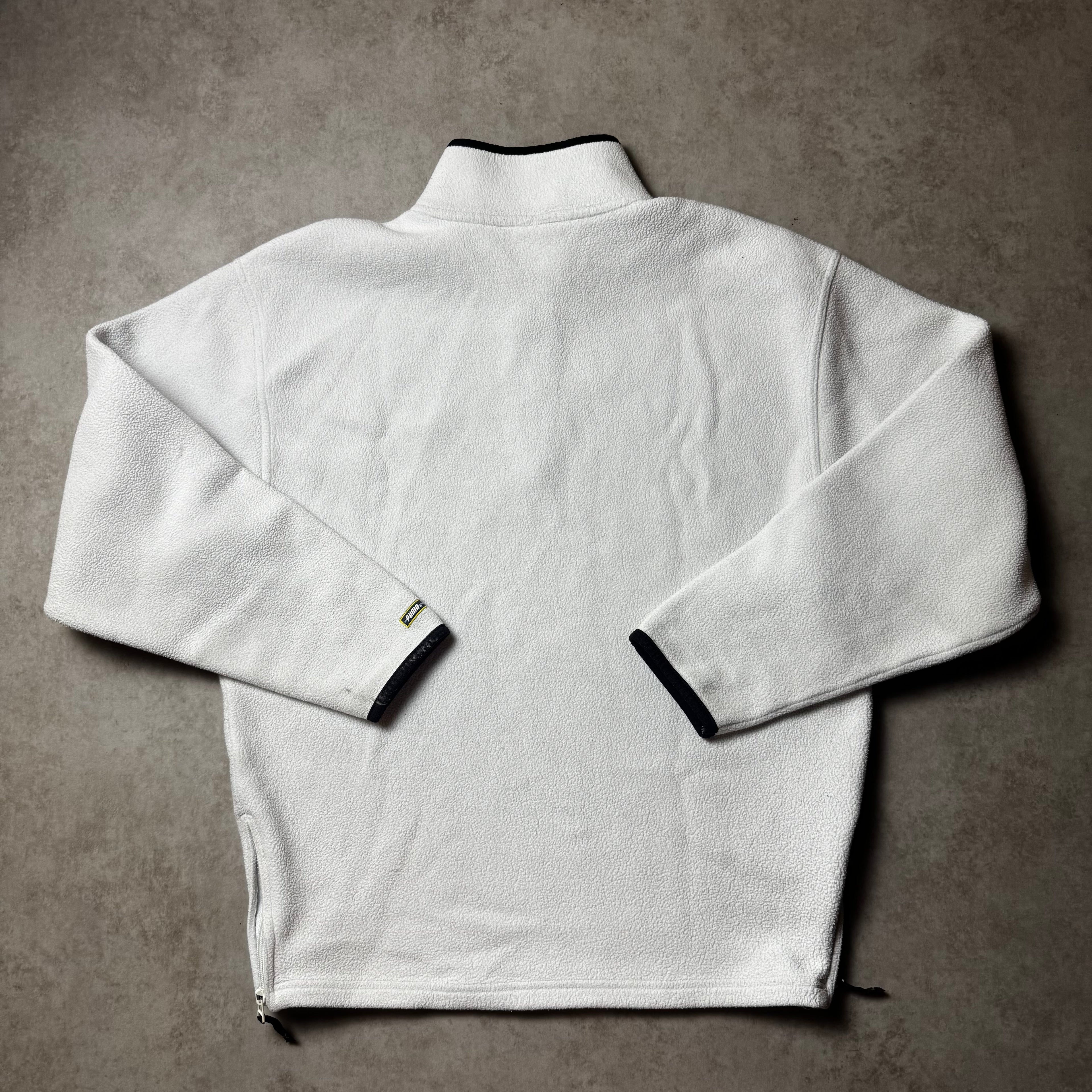 White Vintage Puma Quarter Zip - M