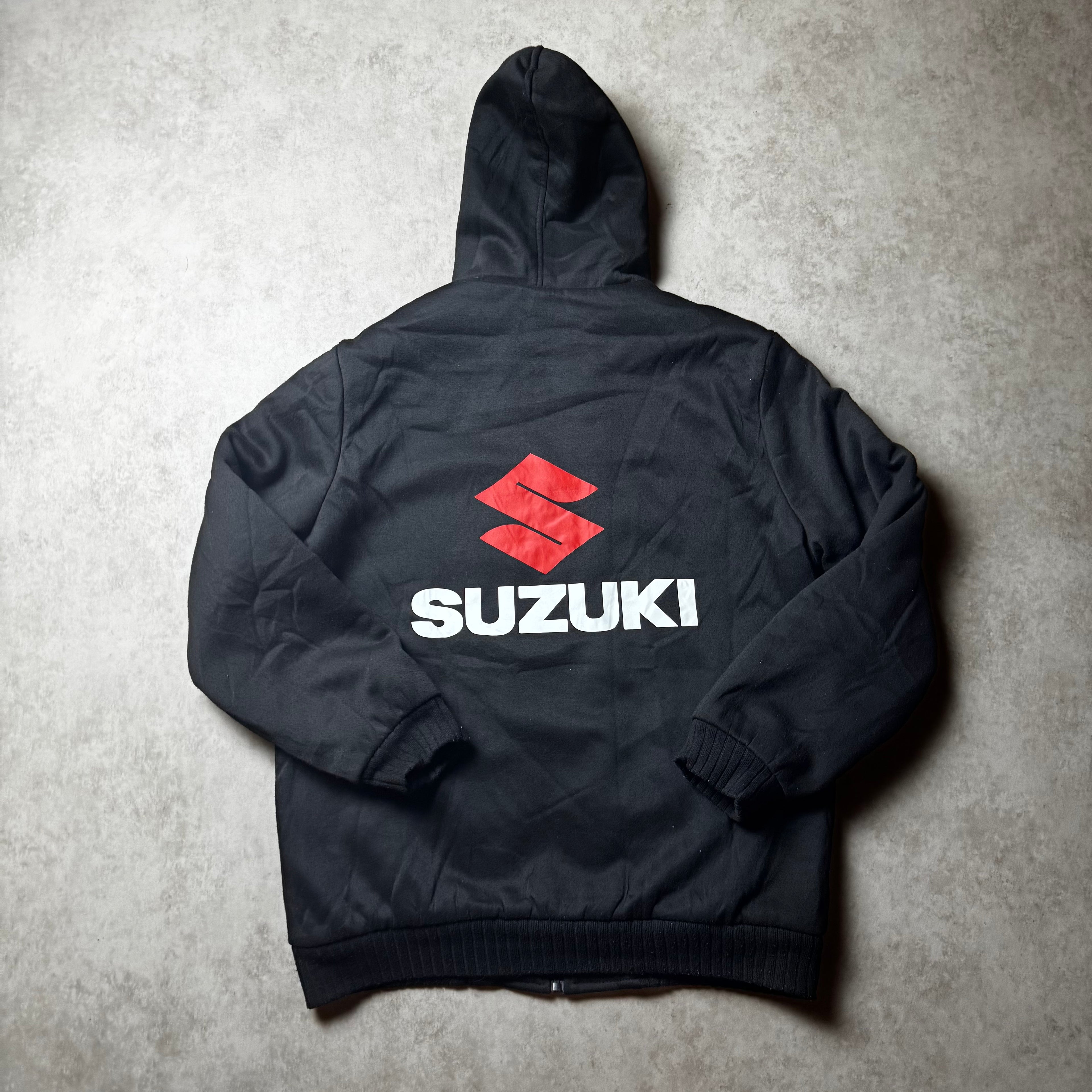 Black Suzuki Zip Up Fur Hoodie - M