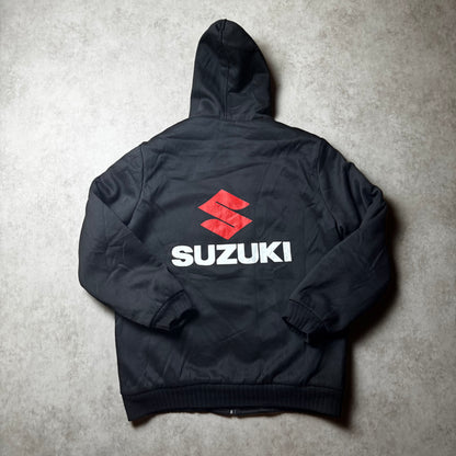 Black Suzuki Zip Up Fur Hoodie - M