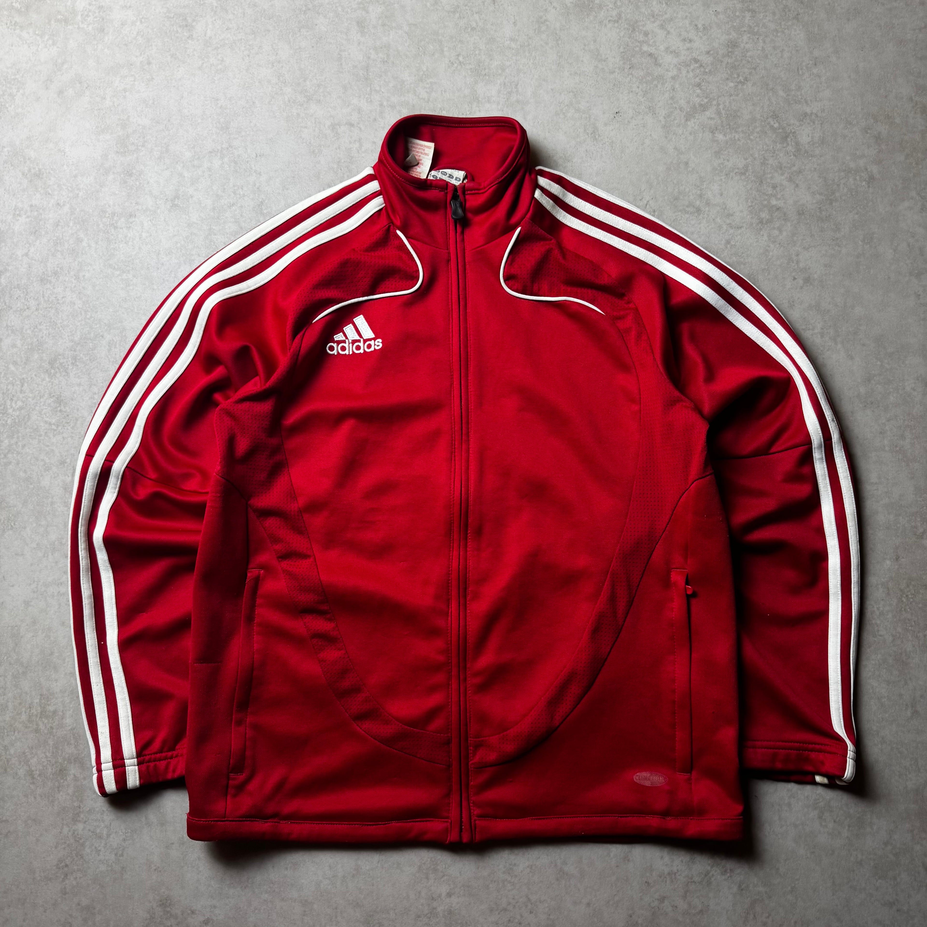Red Adidas Zip Up Hoodie - L