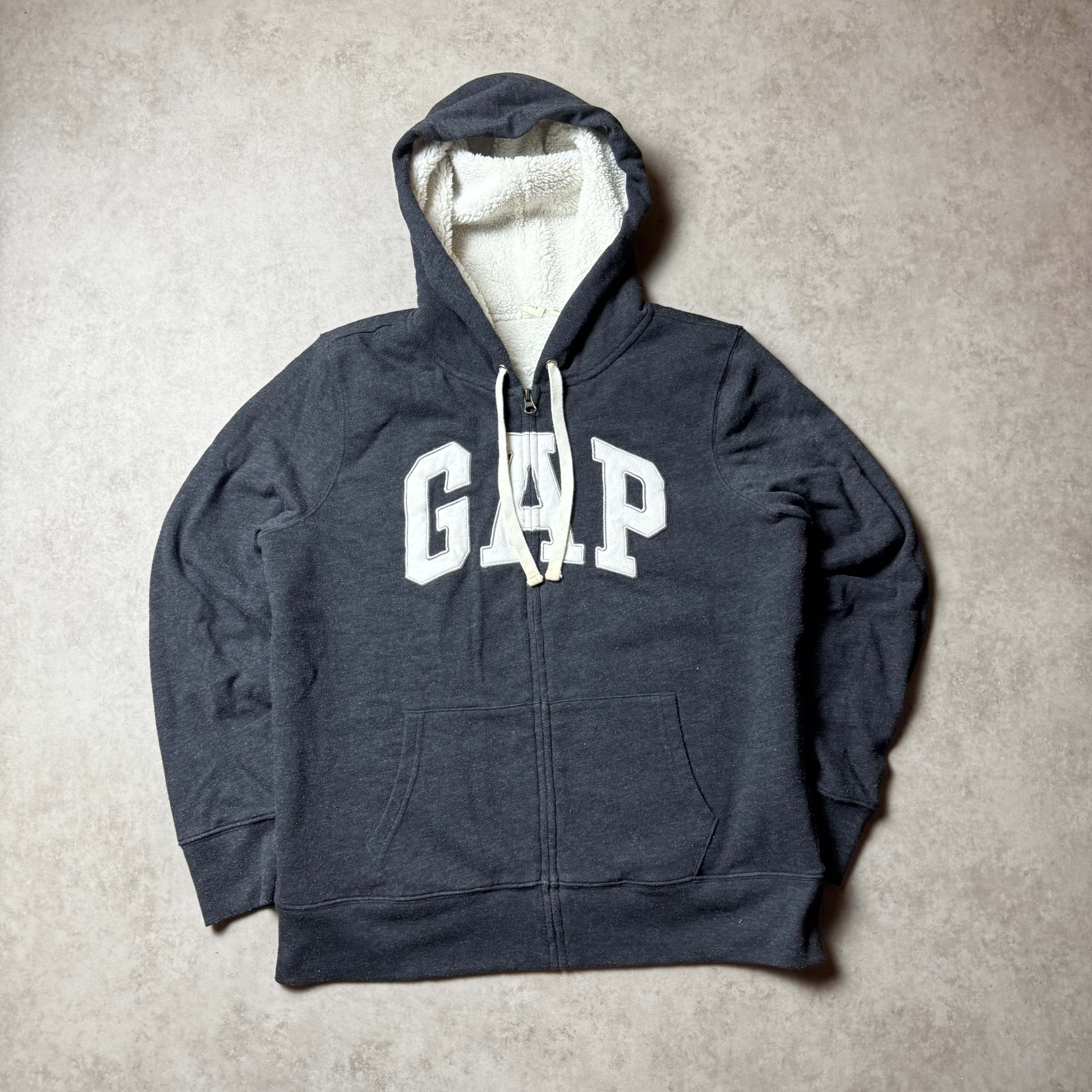 Dark Gray GAP Zip Up Fur Hoodie - L