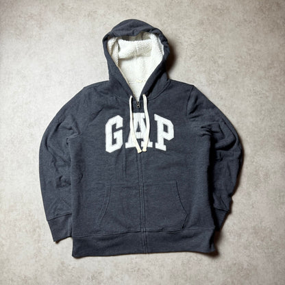 Dark Gray GAP Zip Up Fur Hoodie - L