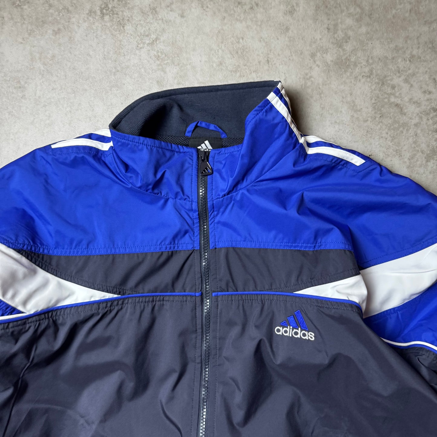 Black and Blue Vintage Adidas Windbreaker - L