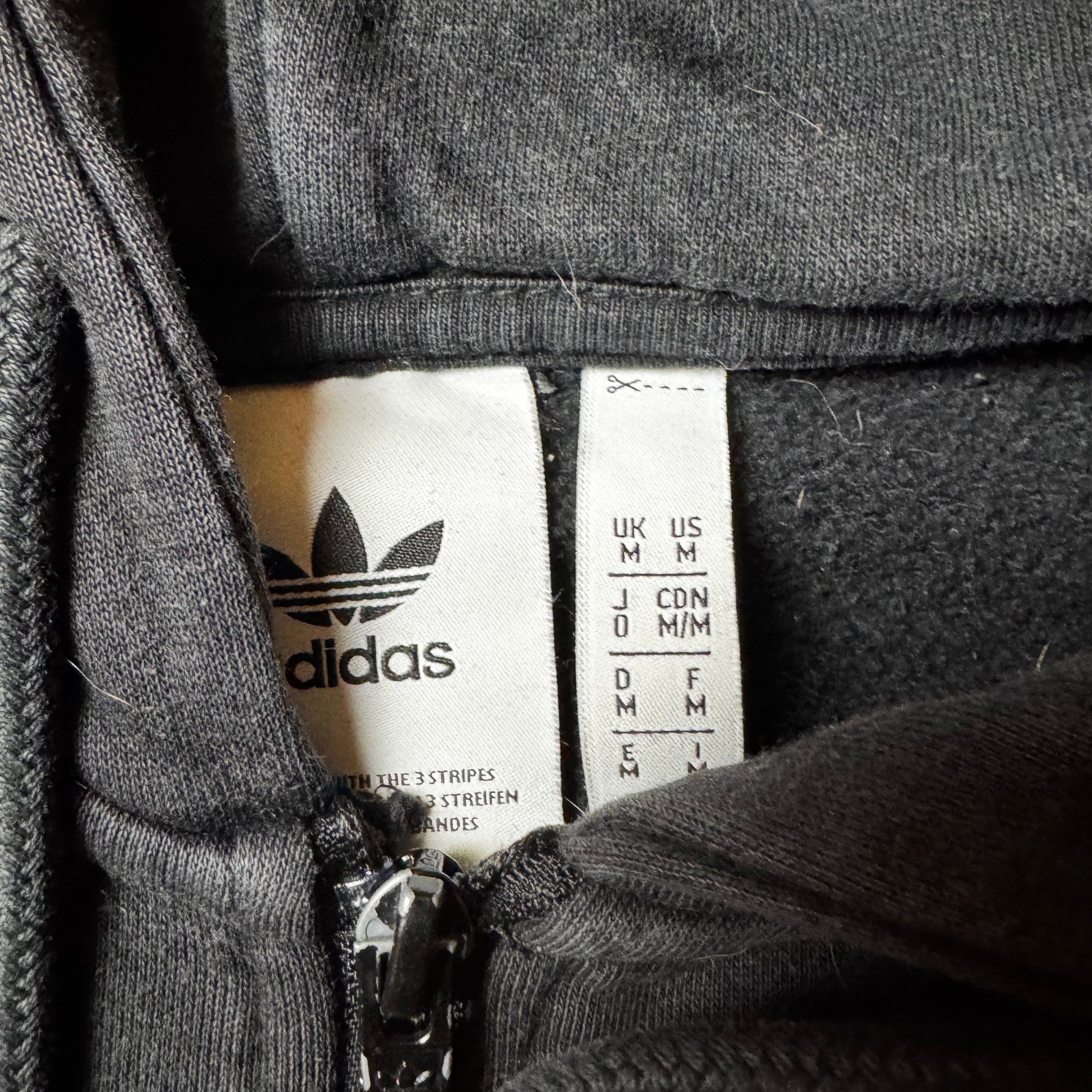 Black Adidas Zip Up Hoodie - M