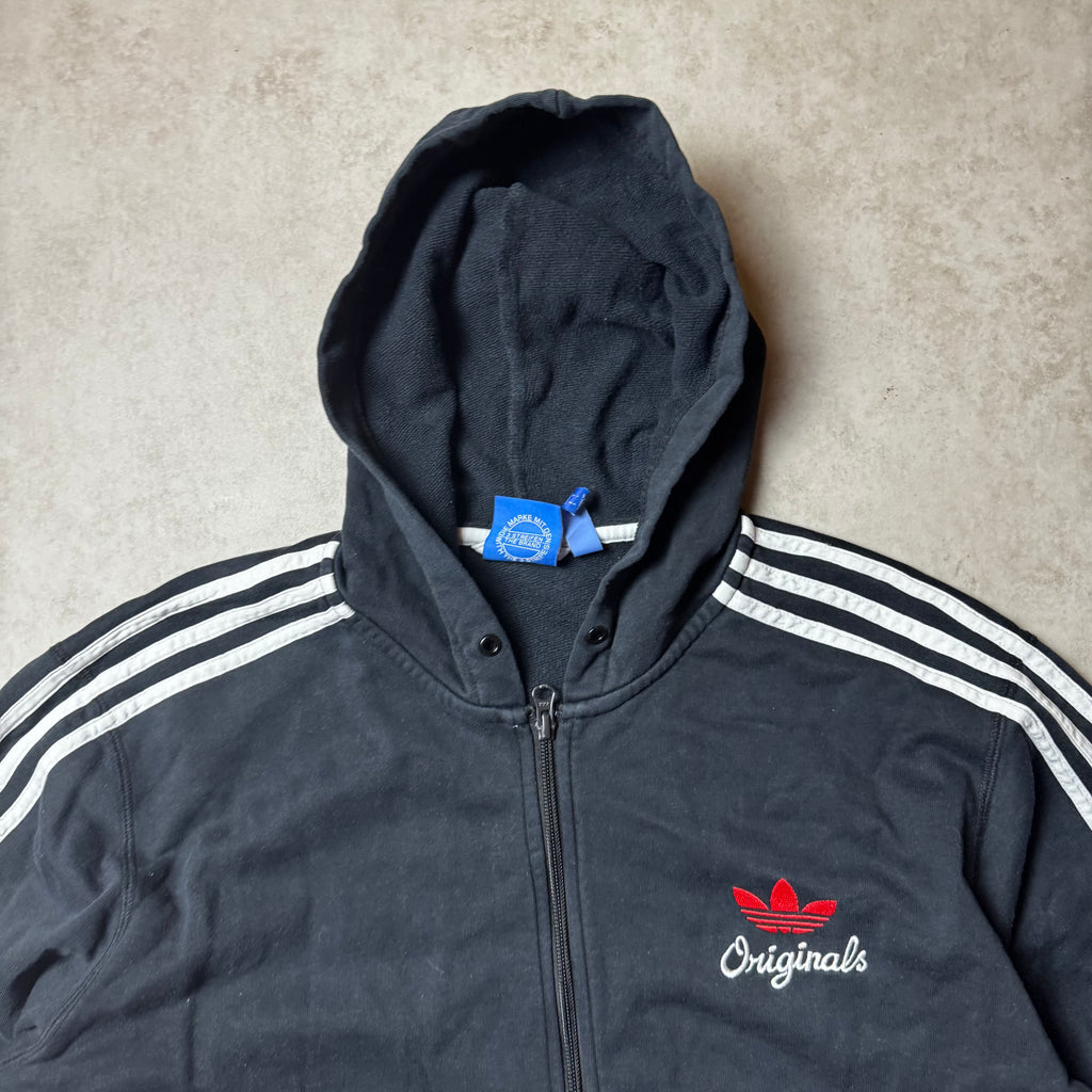 Black Adidas Zip Up Hoodie - L