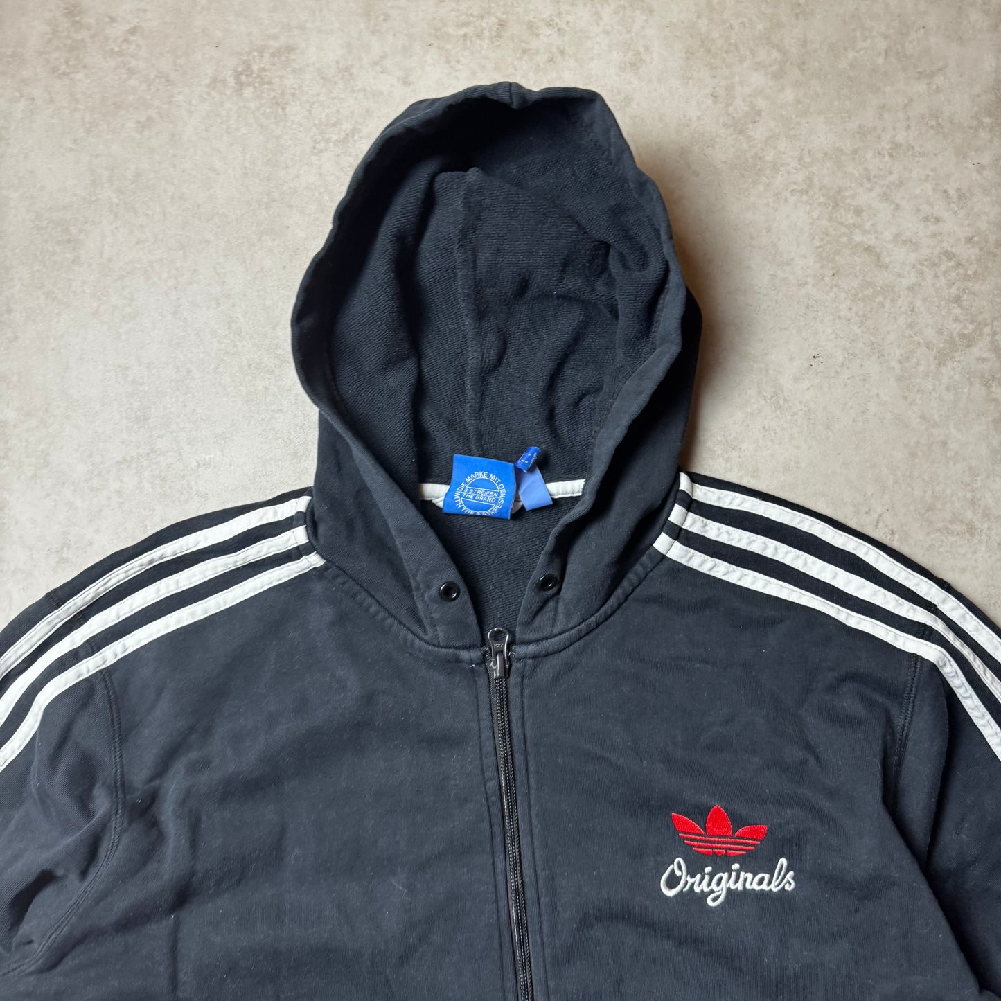 Black Adidas Zip Up Hoodie - L
