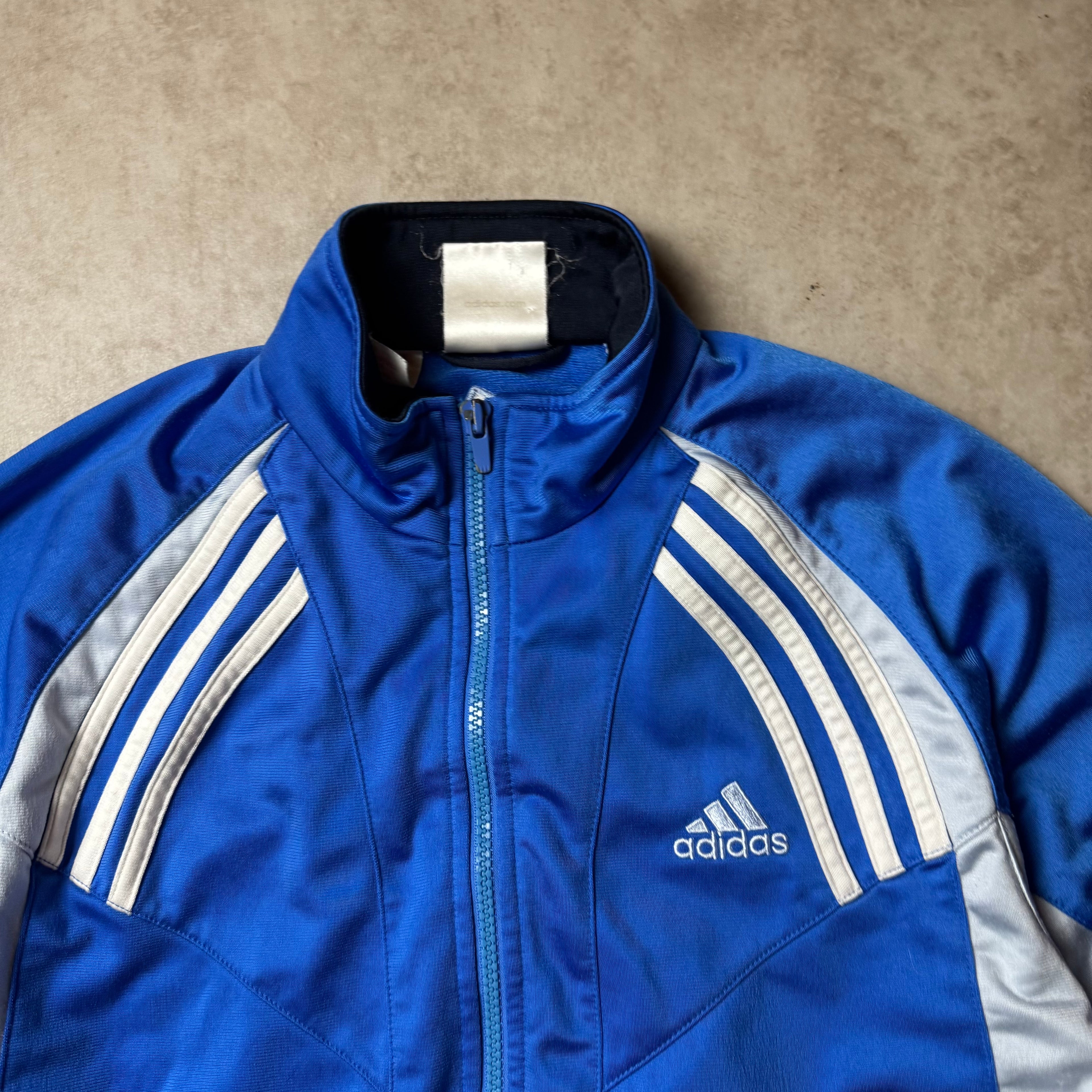 Blue Adidas Vintage Zip Up Hoodie - L