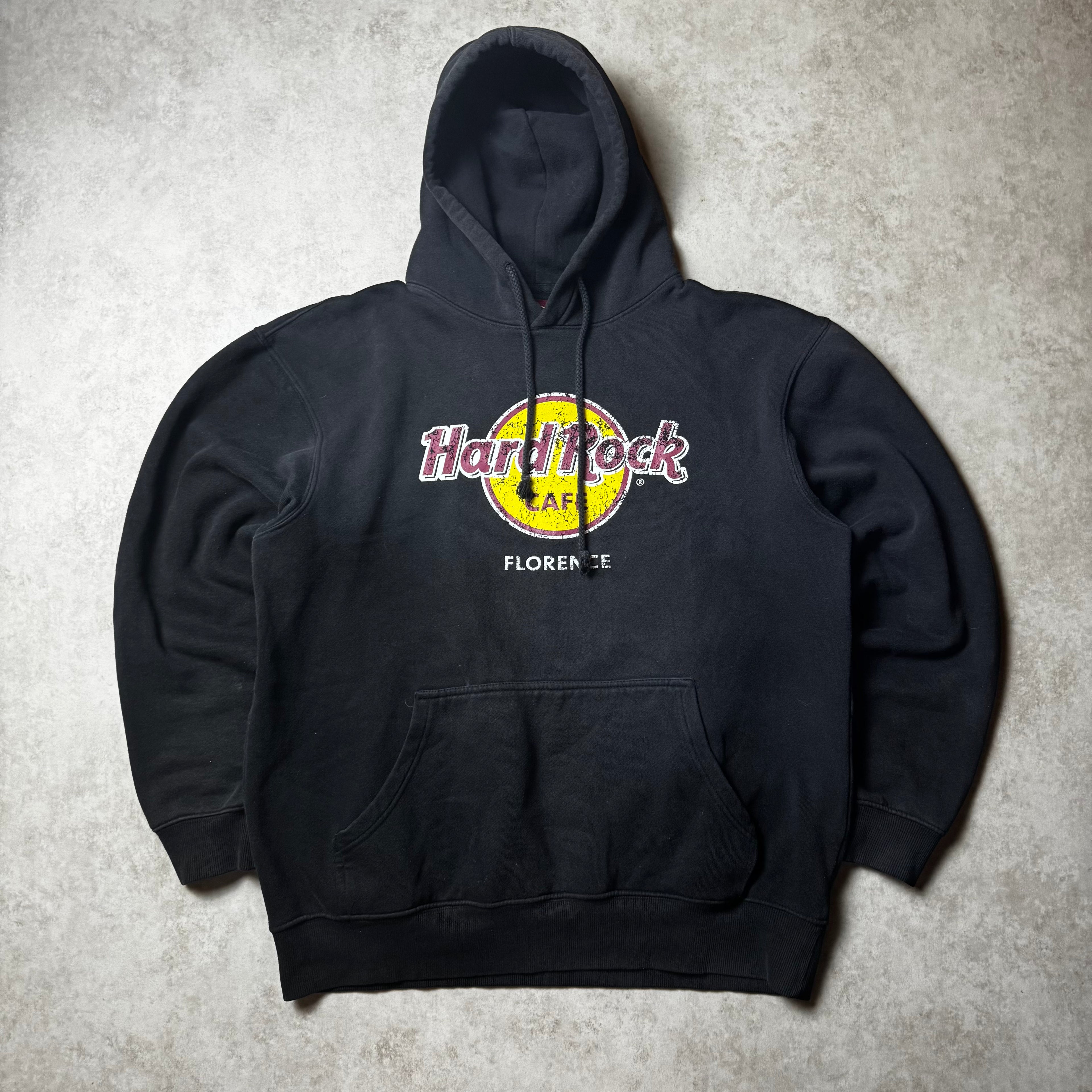 Black Baggy Cropped Hard Rock Café Hoodie - XL