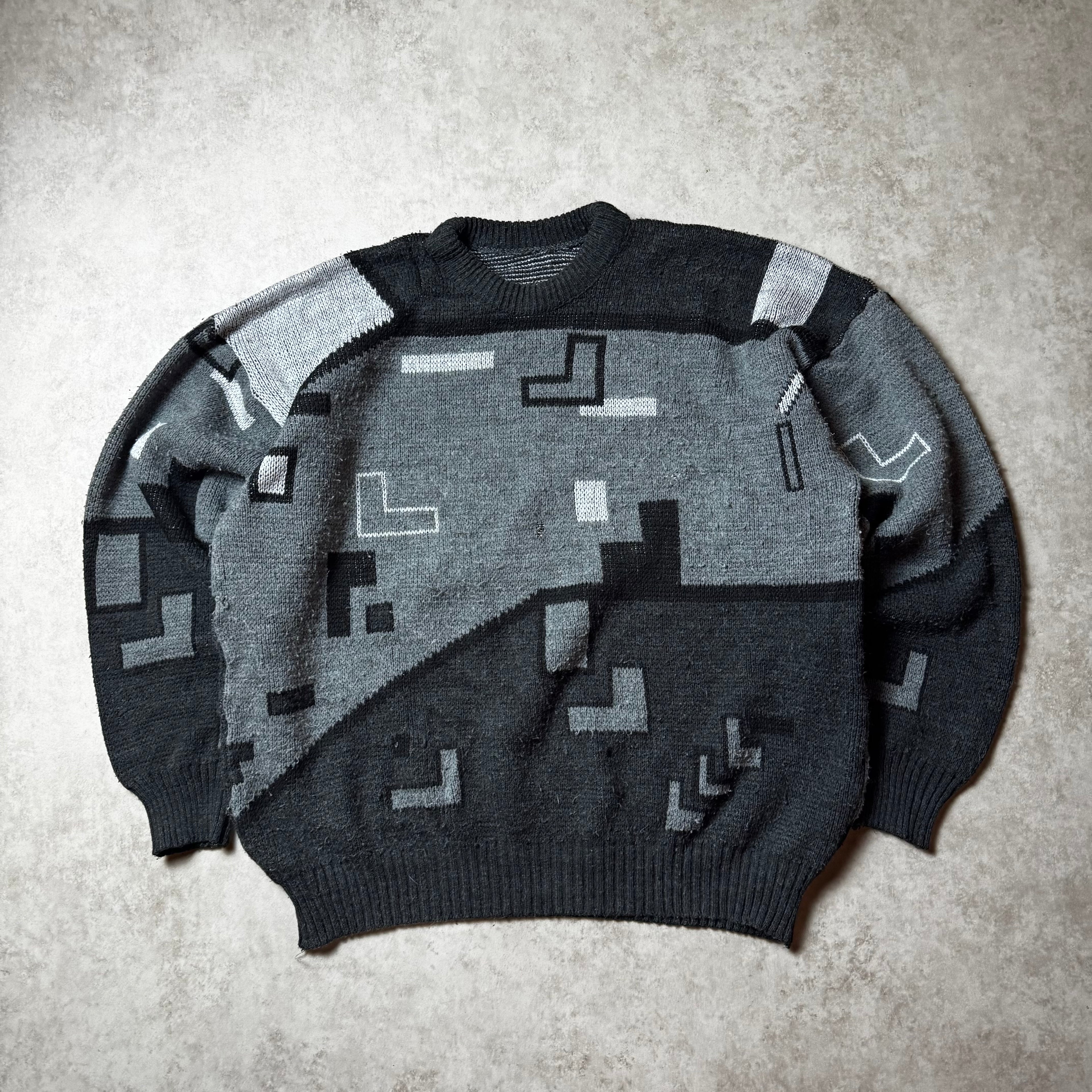 Gray Cropped Vintage Sweater - M