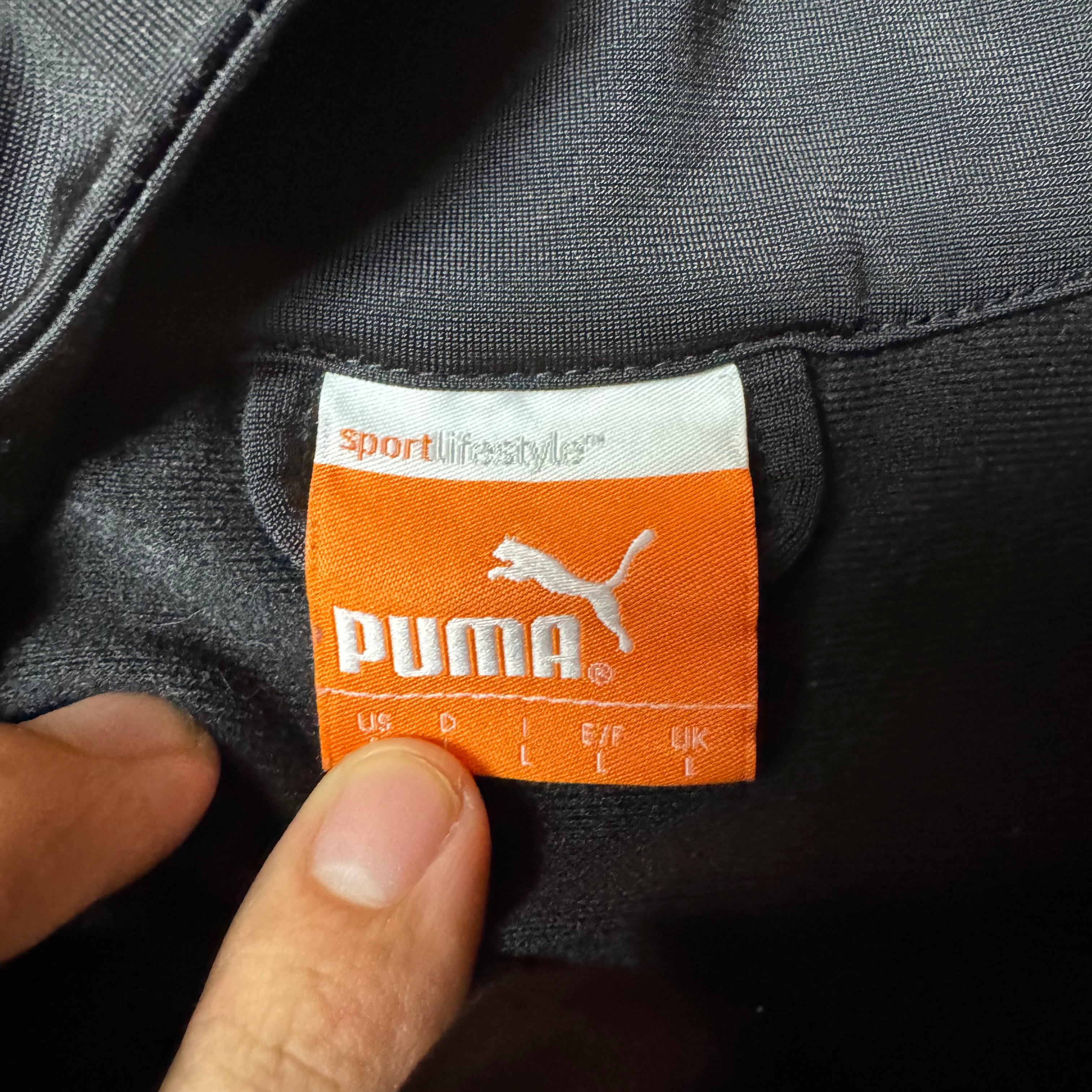 Black Vintage Puma Zip Up Hoodie - L (M)