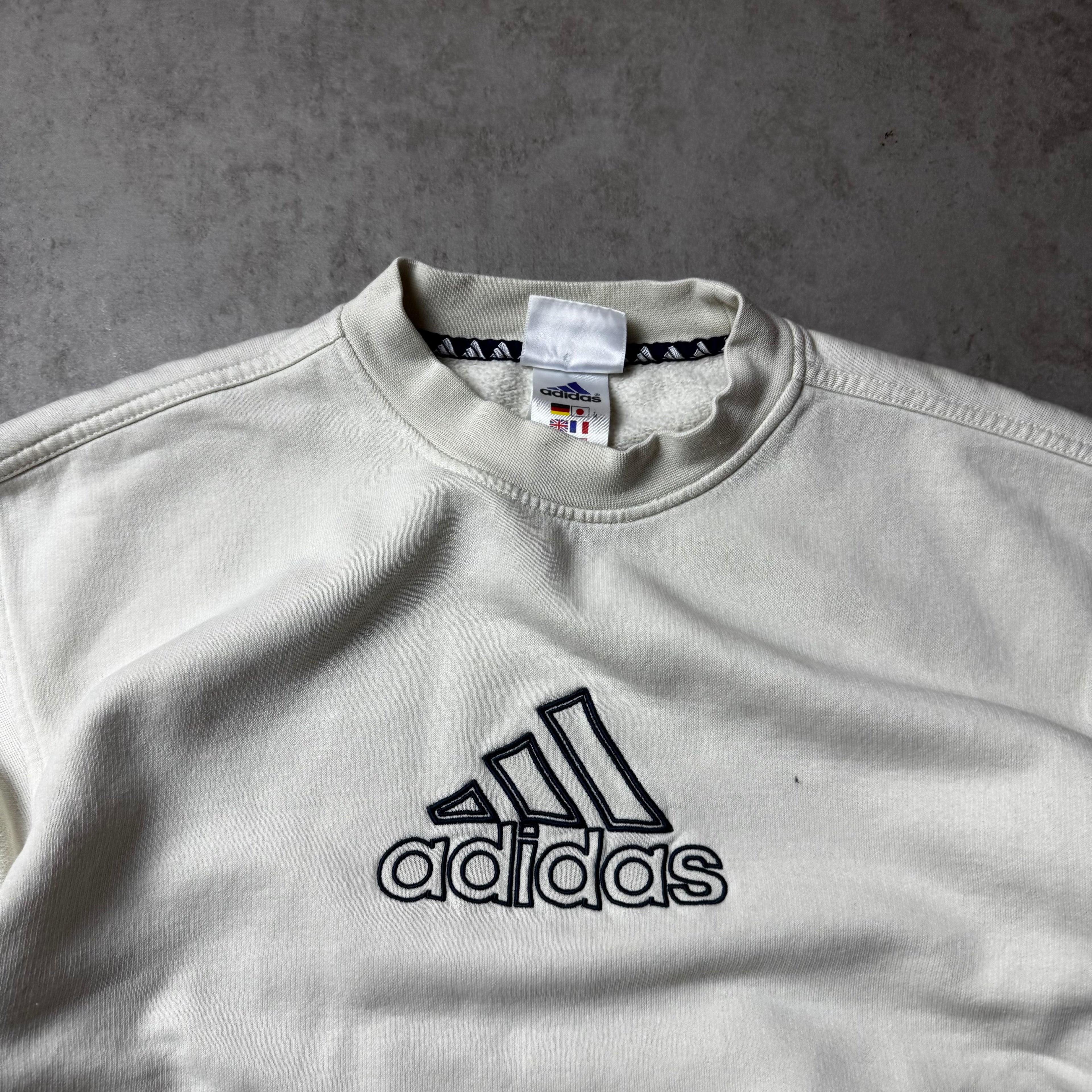 White Vintage Adidas Sweatshirt - S