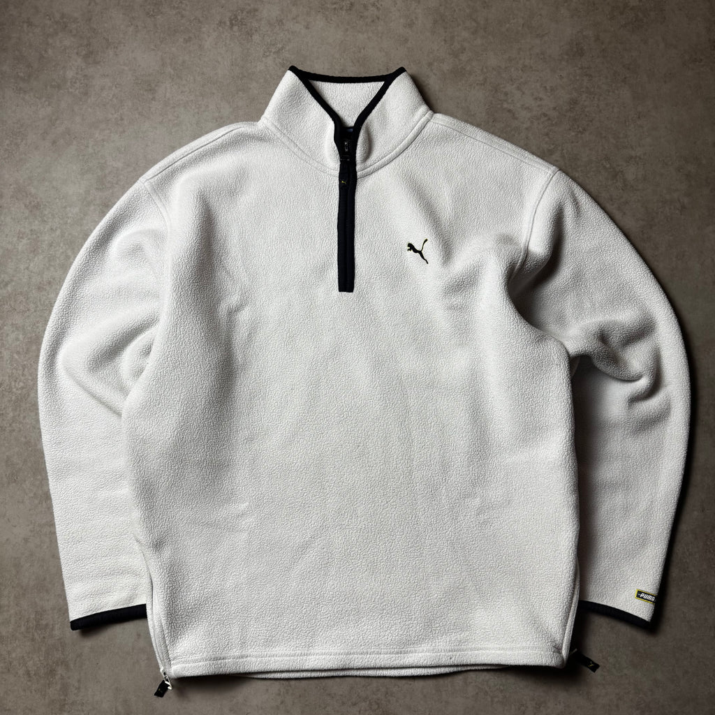 White Vintage Puma Quarter Zip - M