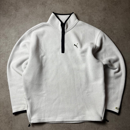 White Vintage Puma Quarter Zip - M