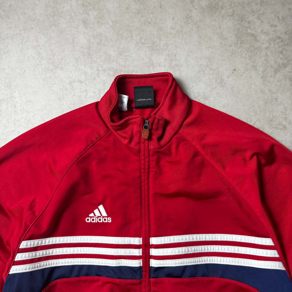 Red Vintage Adidas Zip Up Hoodie - M