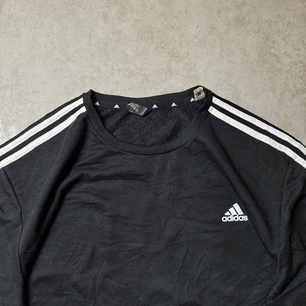 Black Adidas Three Stripes Sweatshirt - Size XXL