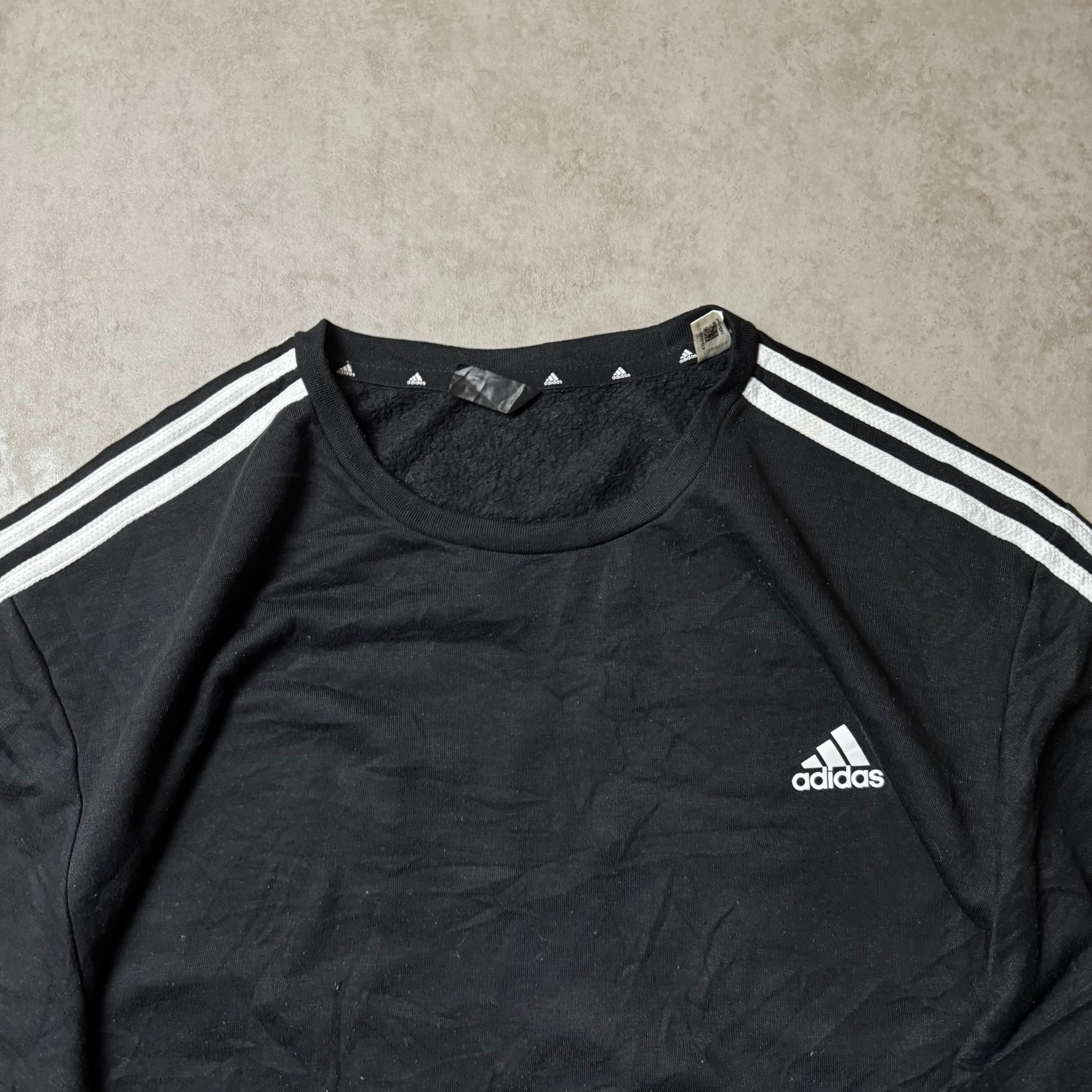 Black Adidas Three Stripes Sweatshirt - Size XXL